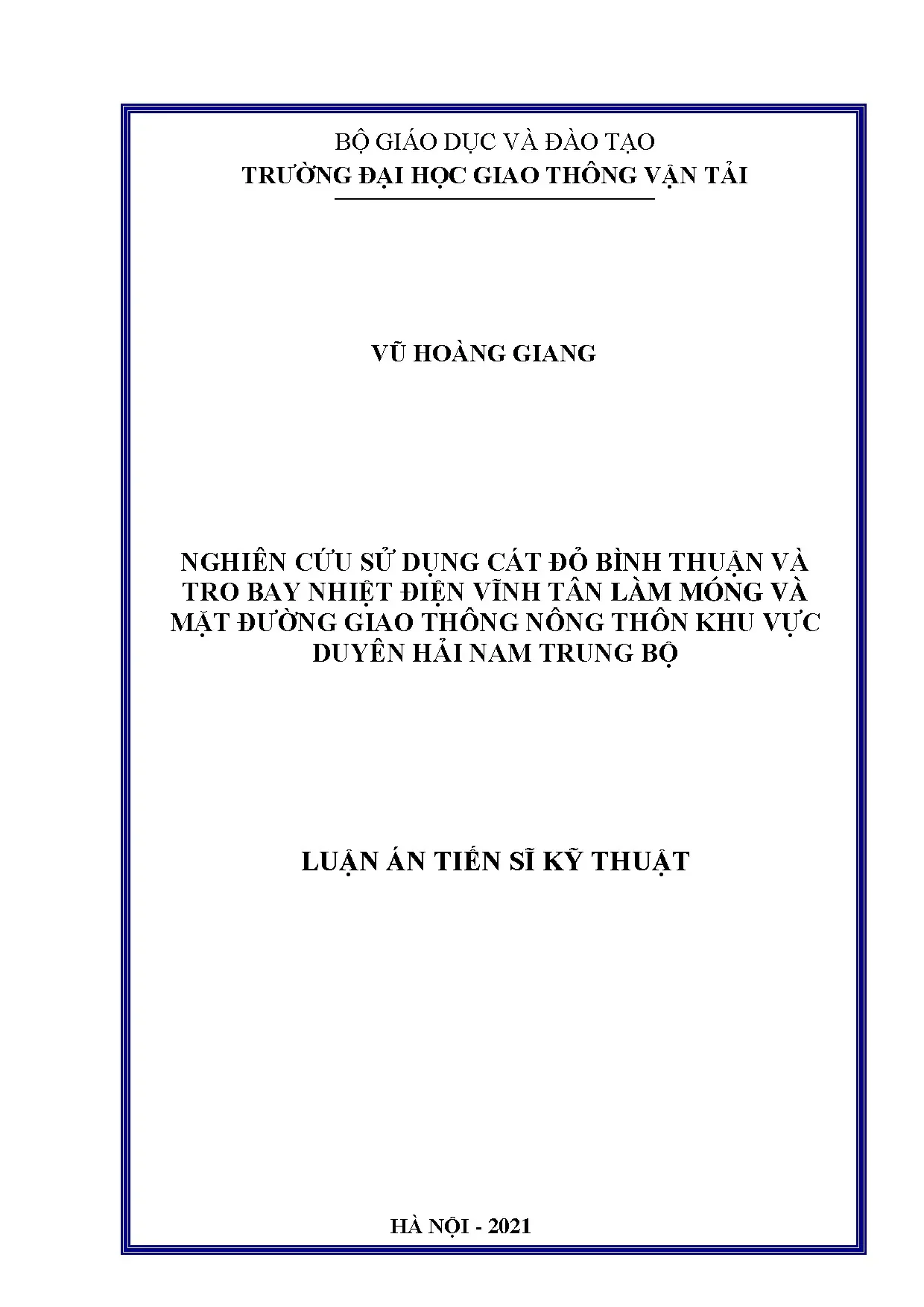 Luận án tiến sĩ nghiên cứu sử dụng cát đỏ bình thuận và tro