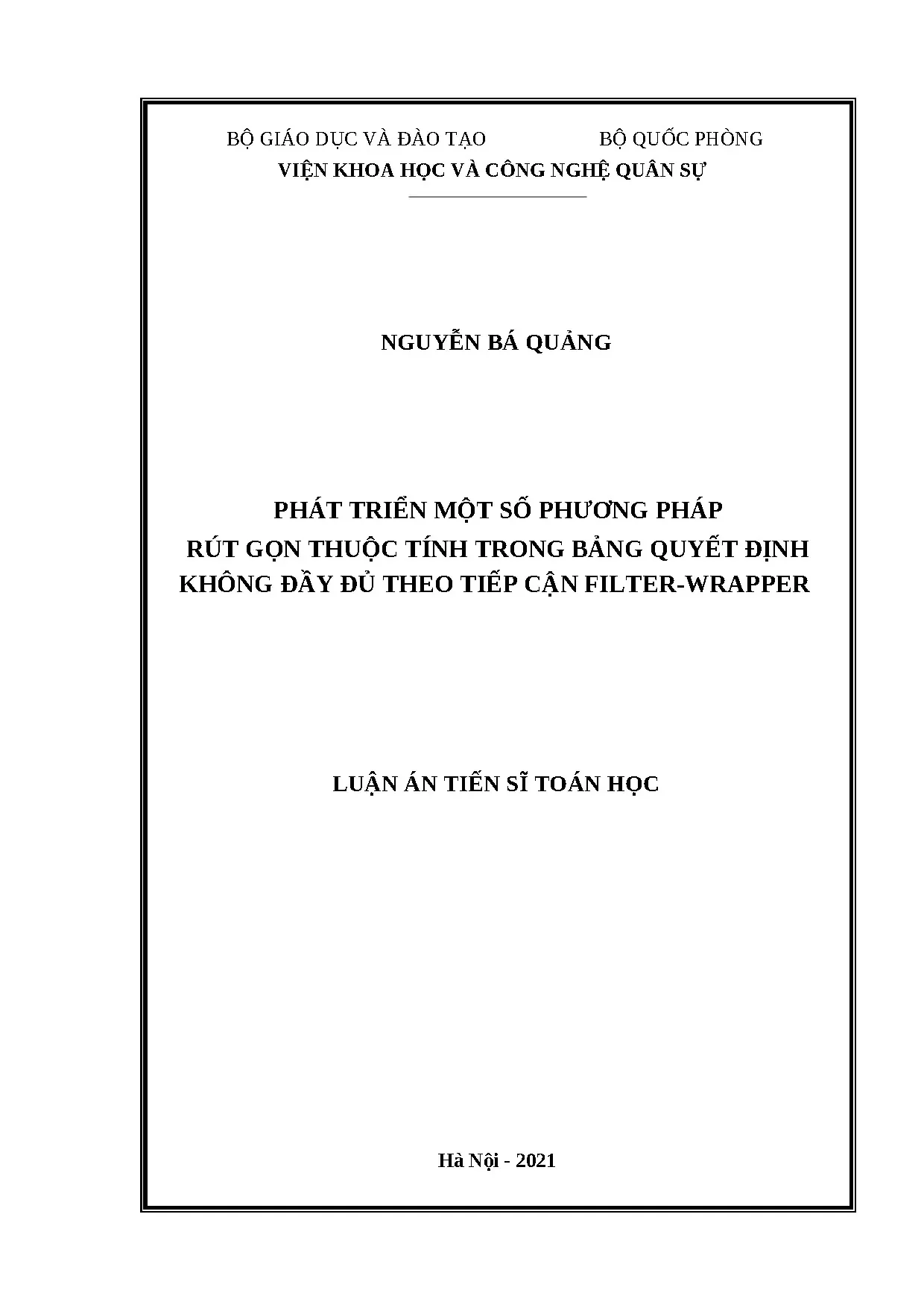 Luận án tiến sĩ phát triển một số phương pháp rút gọn thuộc