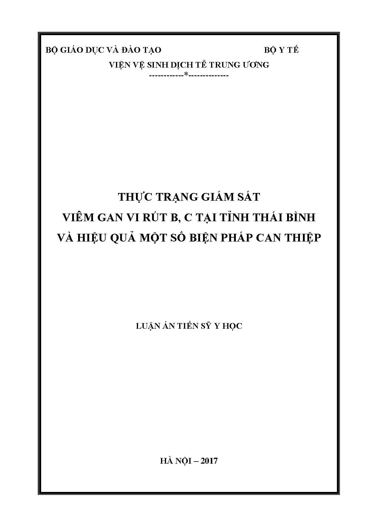 Thực trạng giám sát viêm gan B, C tại Thái Bình và can thiệp