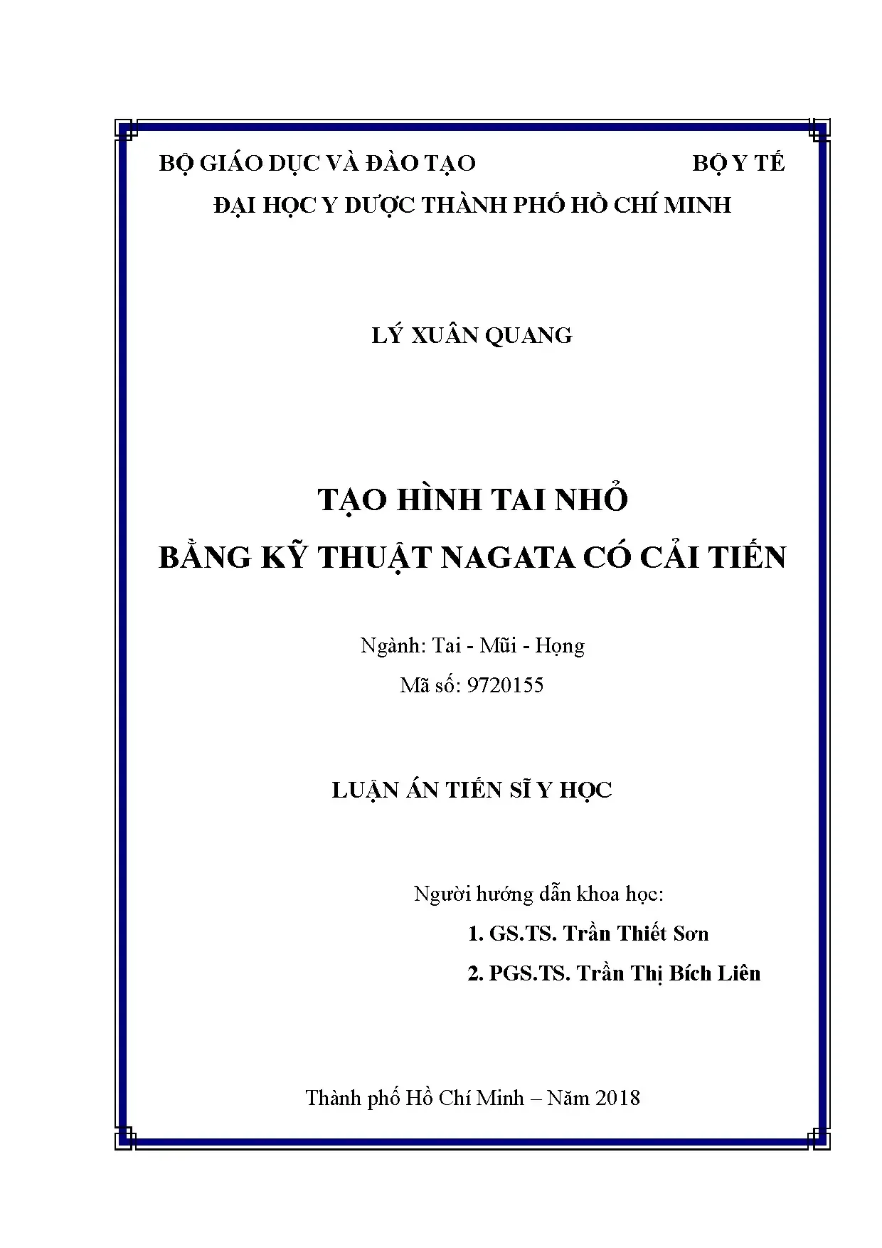 Tạo hình tai nhỏ bằng kỹ thuật Nagata cải tiến - Luận án
