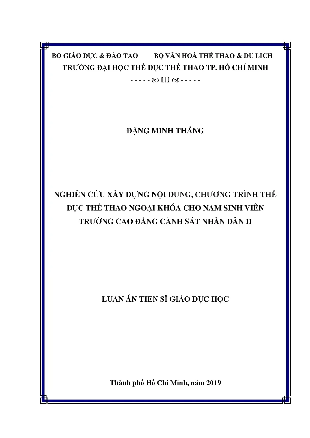 Nghiên cứu xây dựng chương trình TDTT ngoại khóa cho nam sinh viên