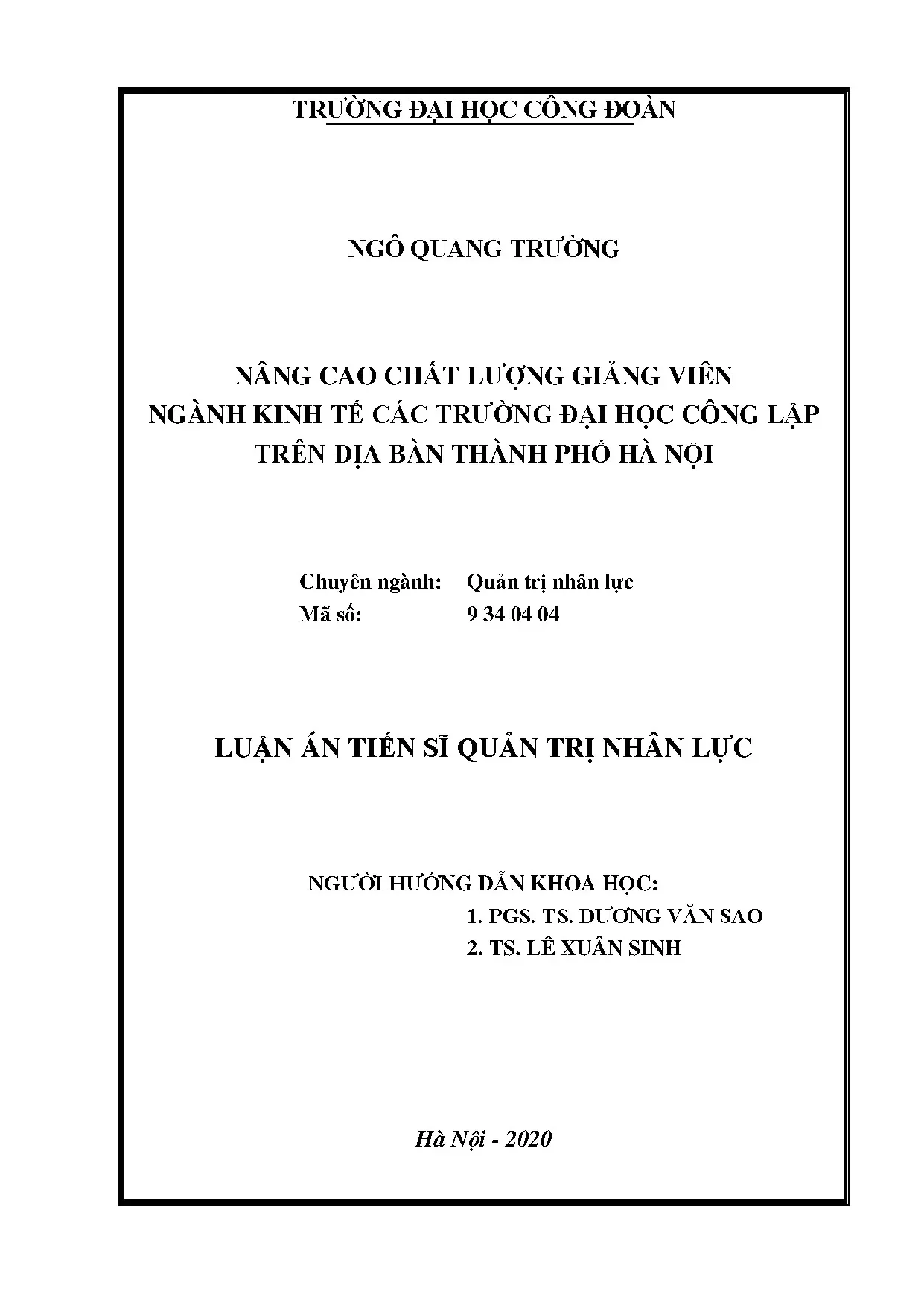 Nâng cao chất lượng giảng viên kinh tế ĐH công lập Hà Nội