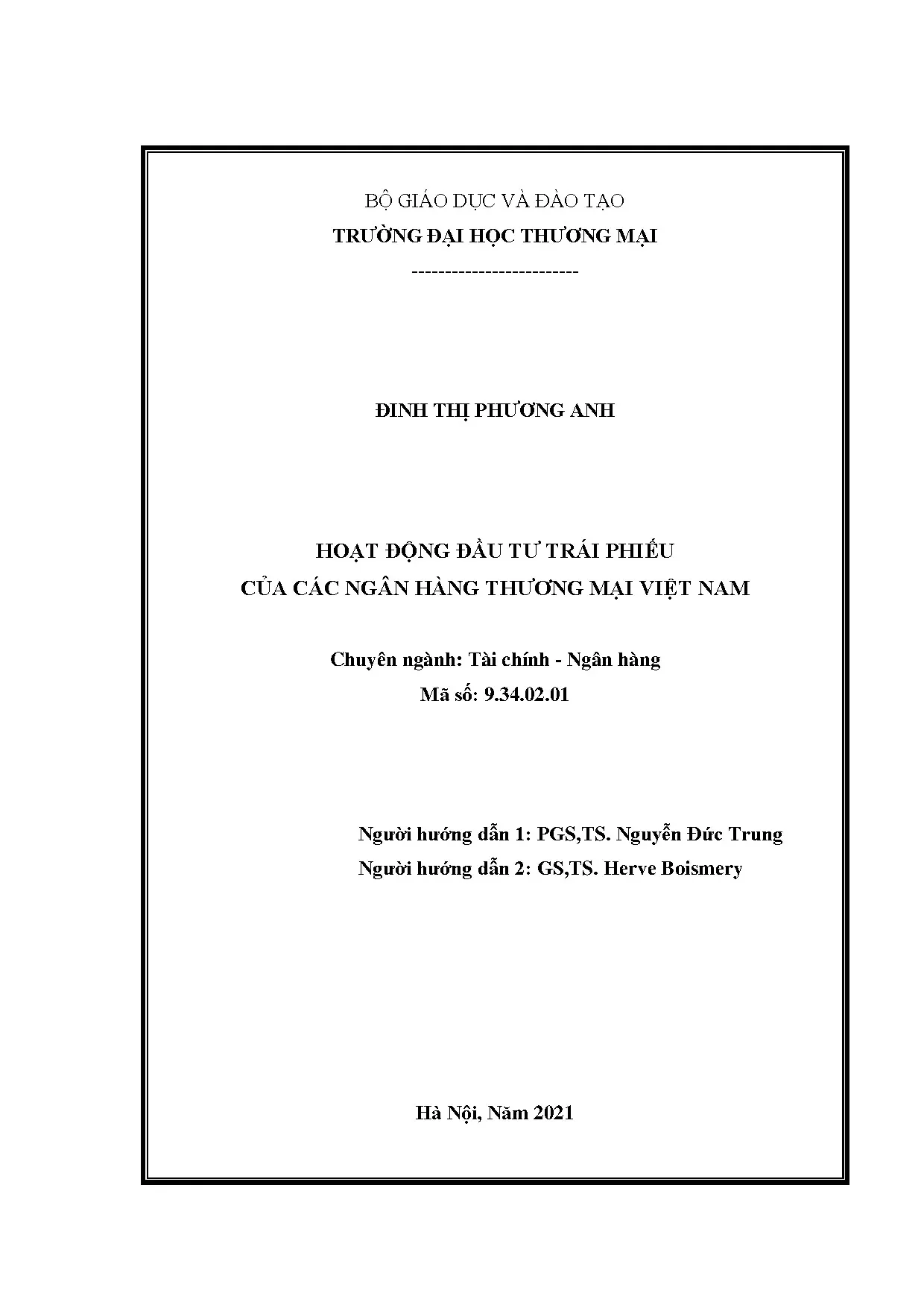 Đầu tư trái phiếu NHTM Việt Nam: Luận án TS Tài chính Ngân hàng