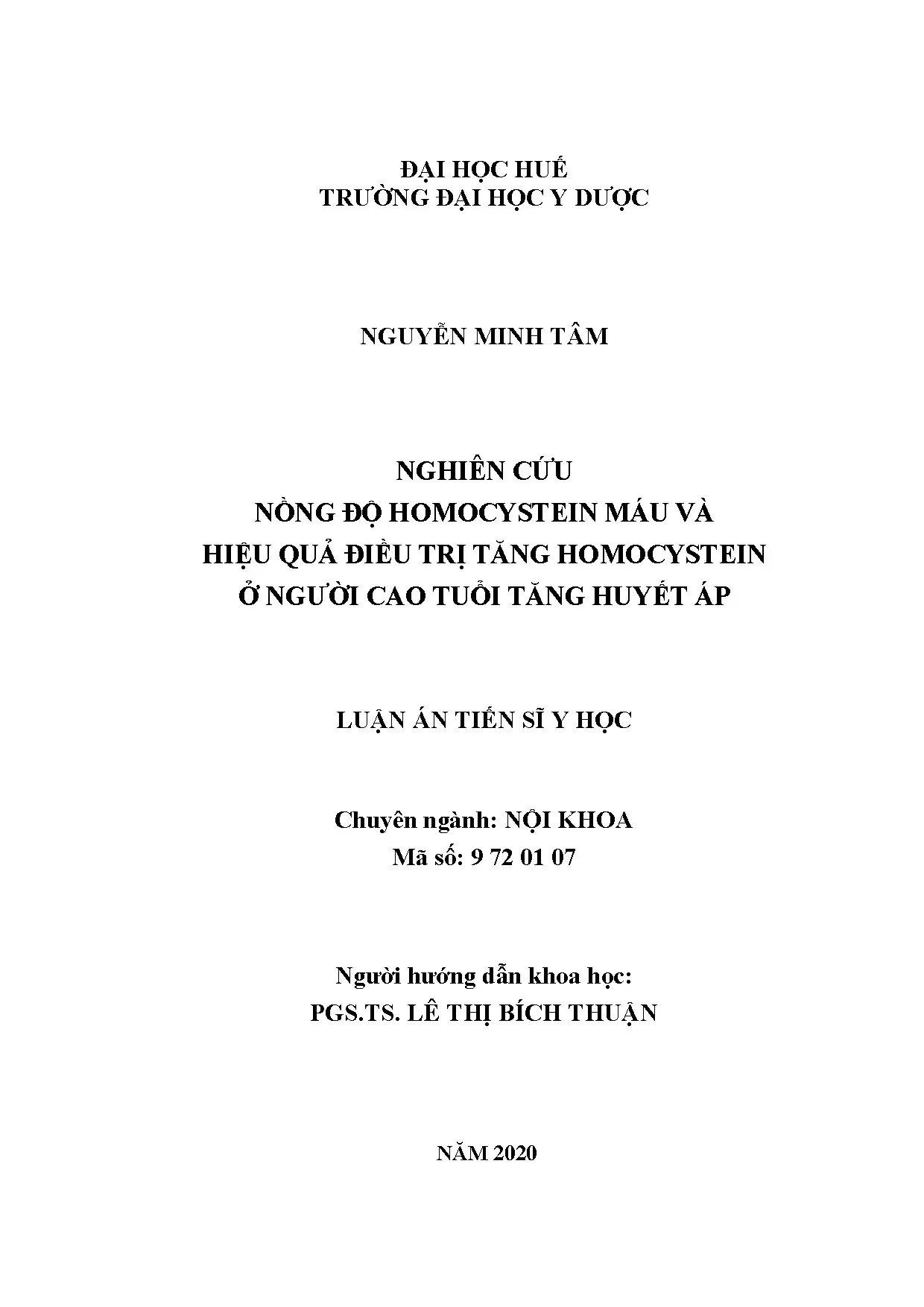 Nghiên cứu nồng độ homocystein & điều trị THA ở người cao tuổi
