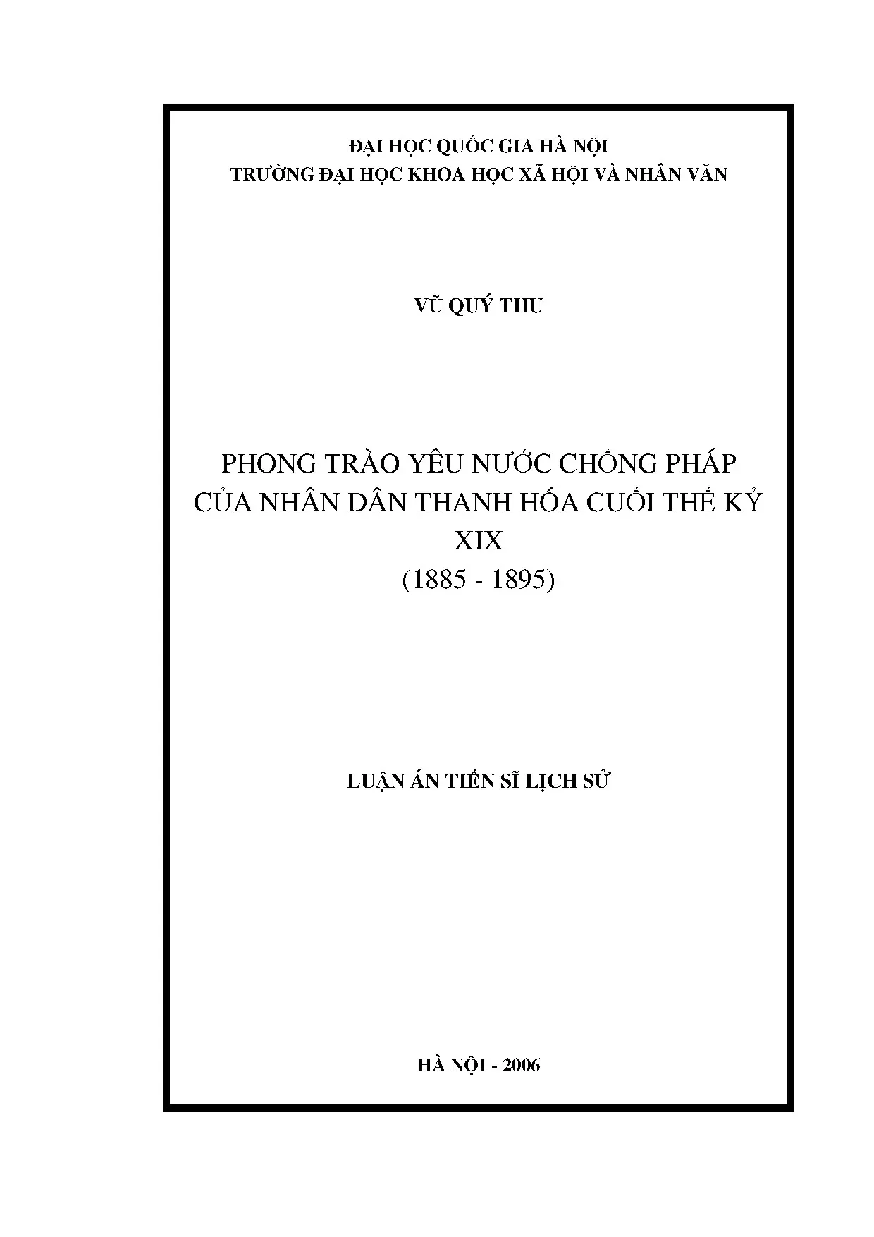 Phong trào yêu nước chống Pháp ở Thanh Hóa cuối XIX (1885-1895)