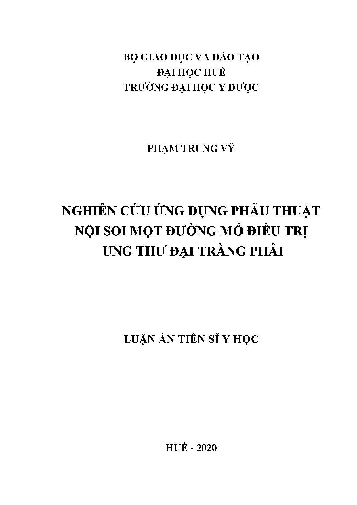 Nghiên cứu ứng dụng PTNS một đường mổ trị ung thư đại tràng phải