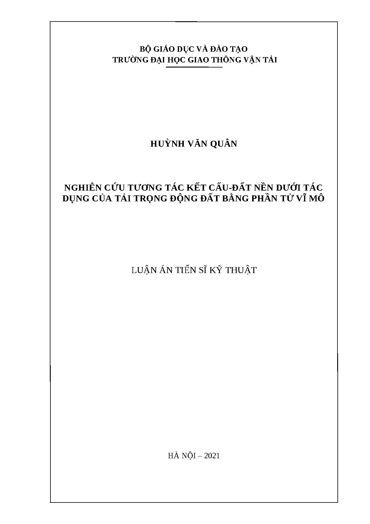 Luận án tương tác kết cấu đất nền dưới động đất phần tử vĩ mô