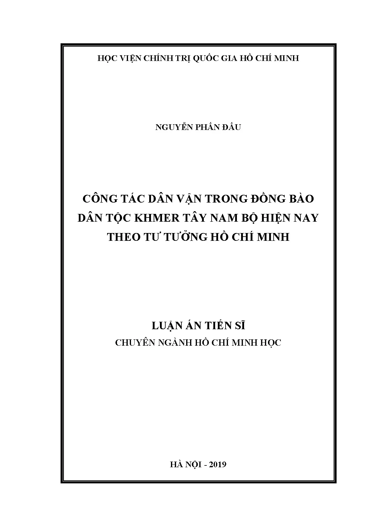 Luận án tiến sĩ công tác dân vận trong đồng bào dân tộc khme