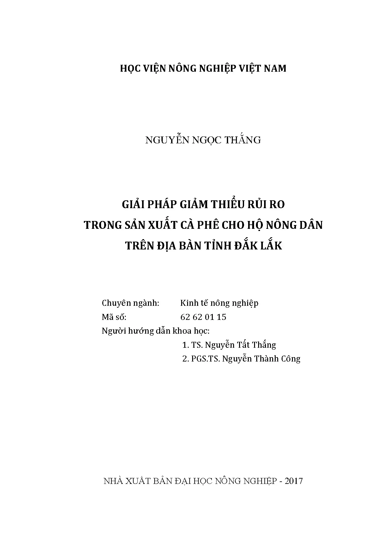 Giải pháp giảm thiểu rủi ro trong sản xuất cà phê cho hộ nôn