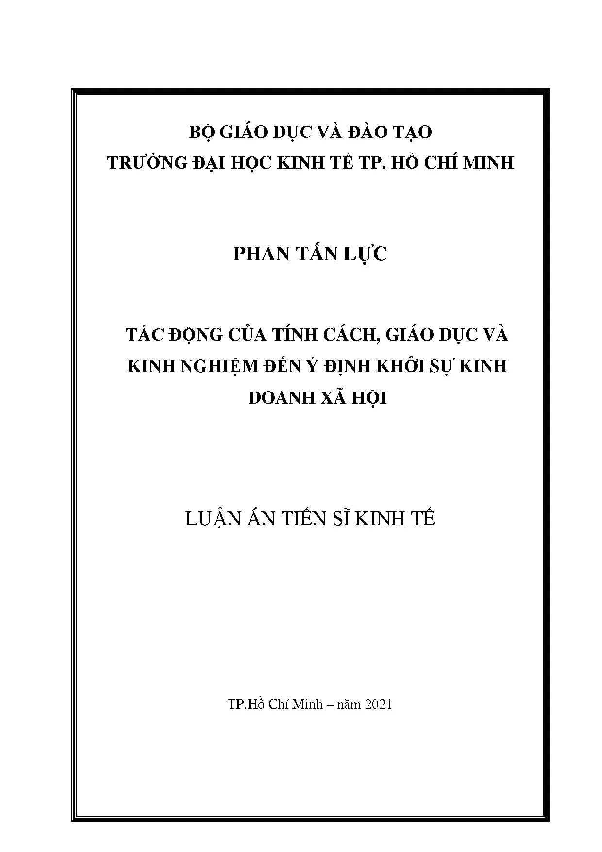 Tác động tính cách, giáo dục, kinh nghiệm đến ý định KDXH