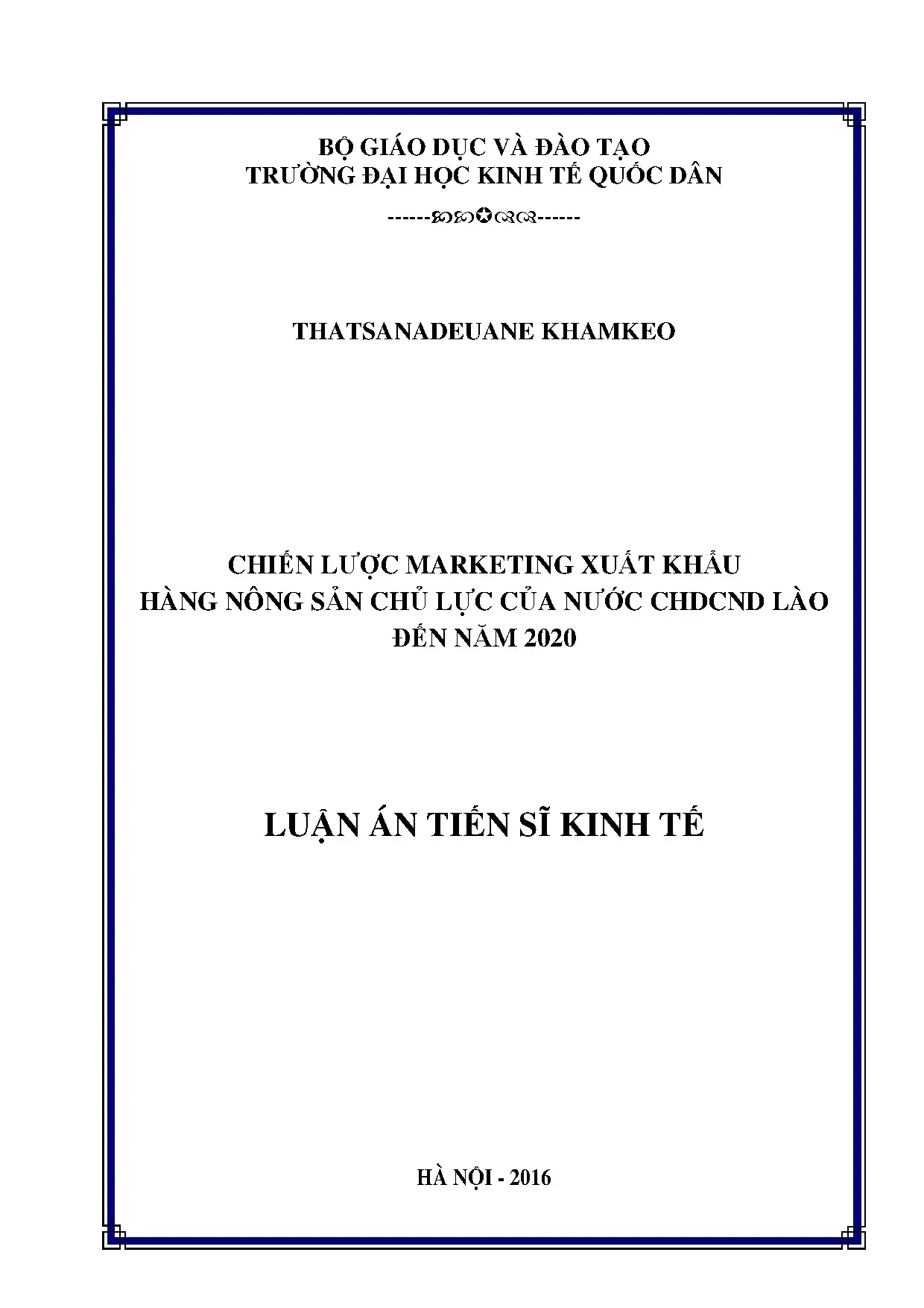 Chiến lược Marketing xuất khẩu nông sản Lào đến 2020