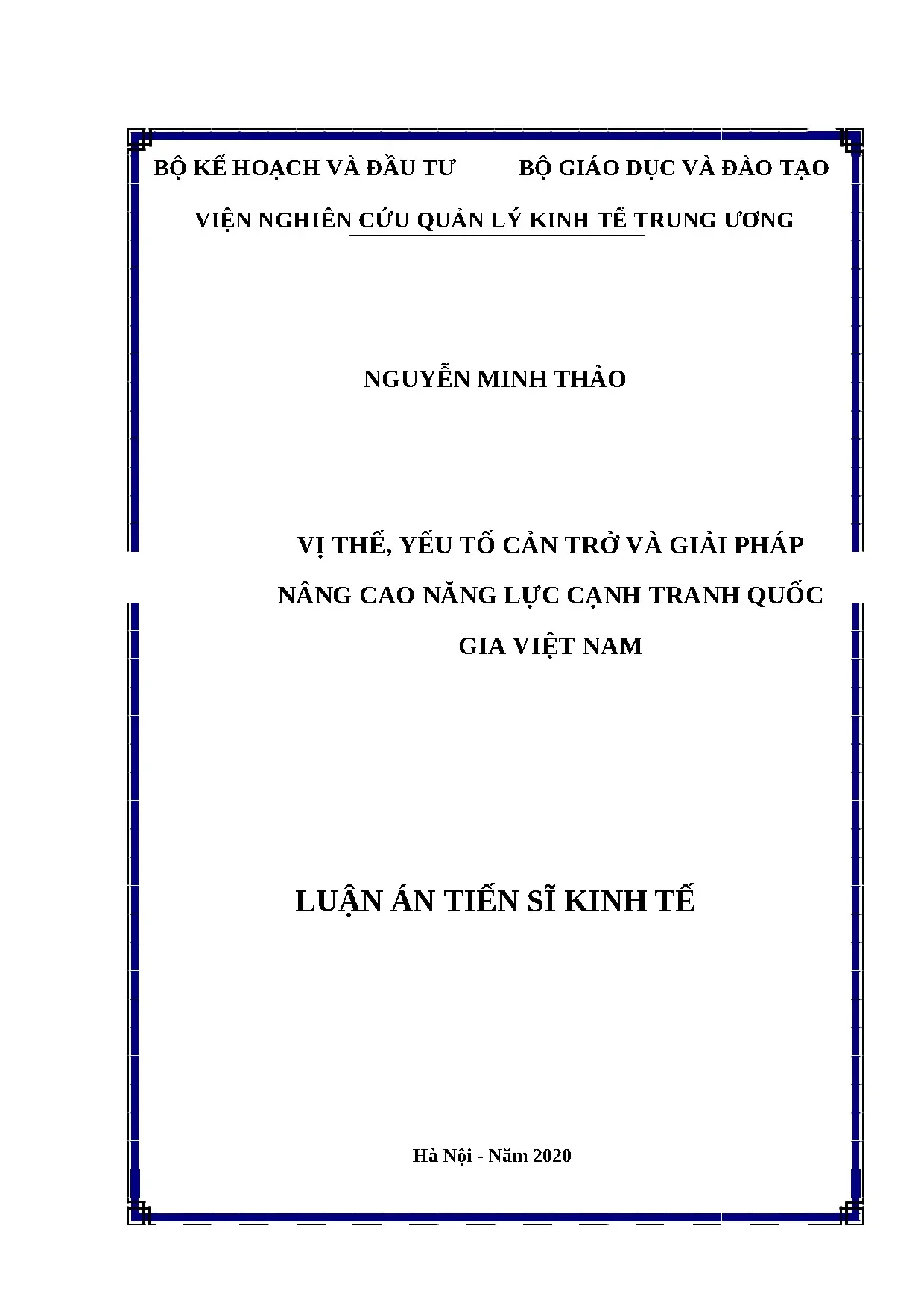 Luận án tiến sỹ vị thế yếu tố cản trở và giải pháp nâng cao