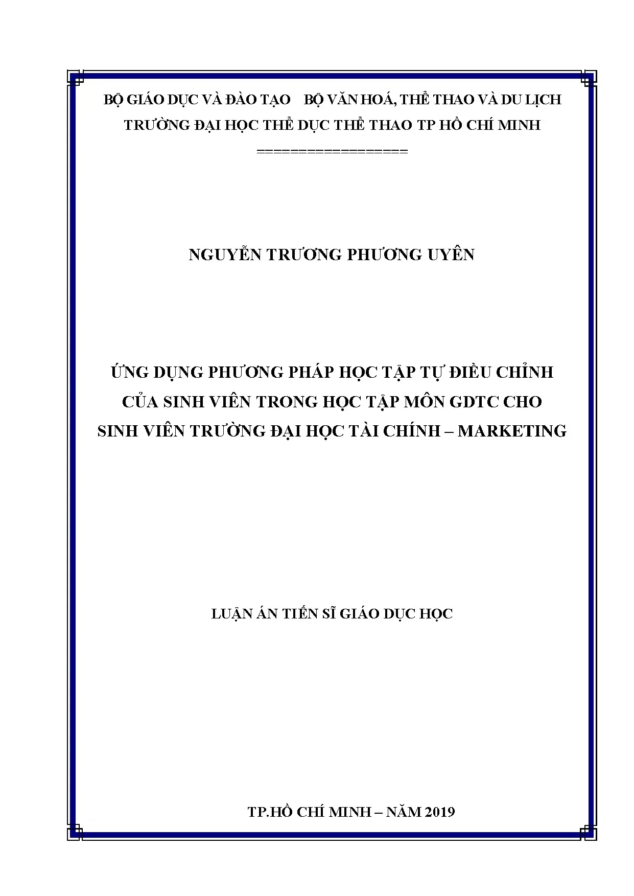 Luận án: Ứng dụng tự điều chỉnh trong học GDTC sinh viên