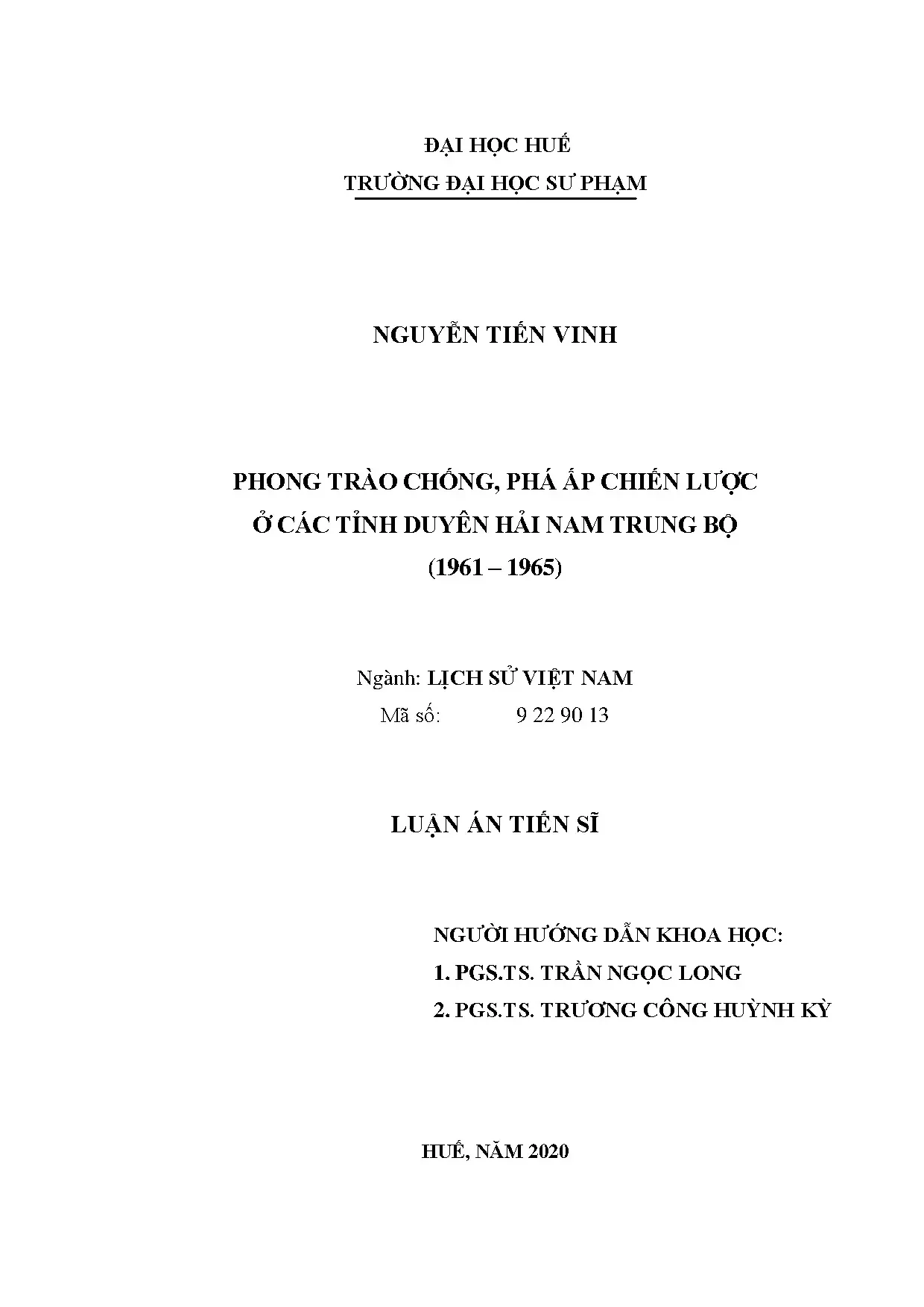 Luận án tiến sĩ phong trào chống phá ấp chiến lược các tỉnh