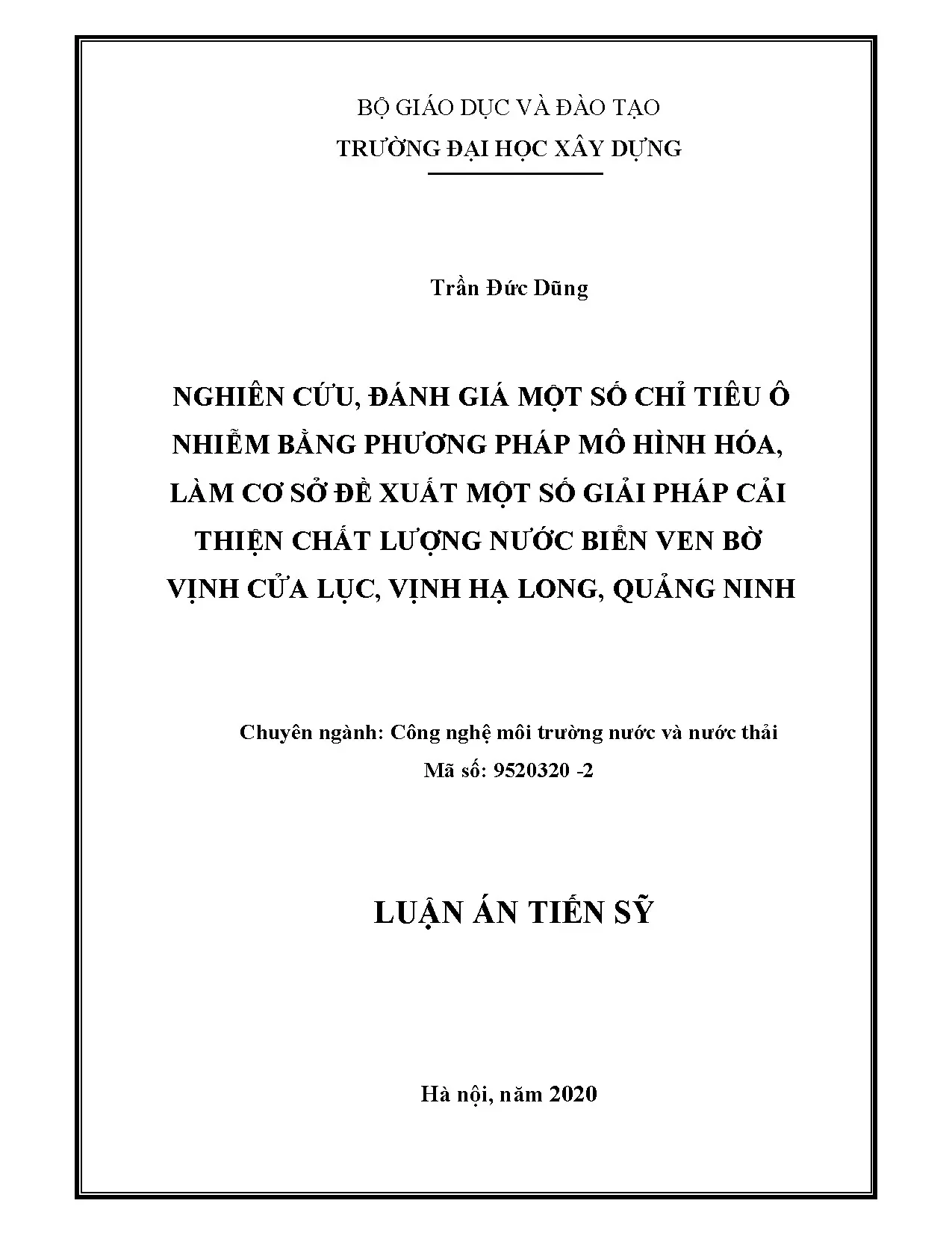 Nghiên cứu đánh giá một số chỉ tiêu ô nhiễm bằng phương pháp