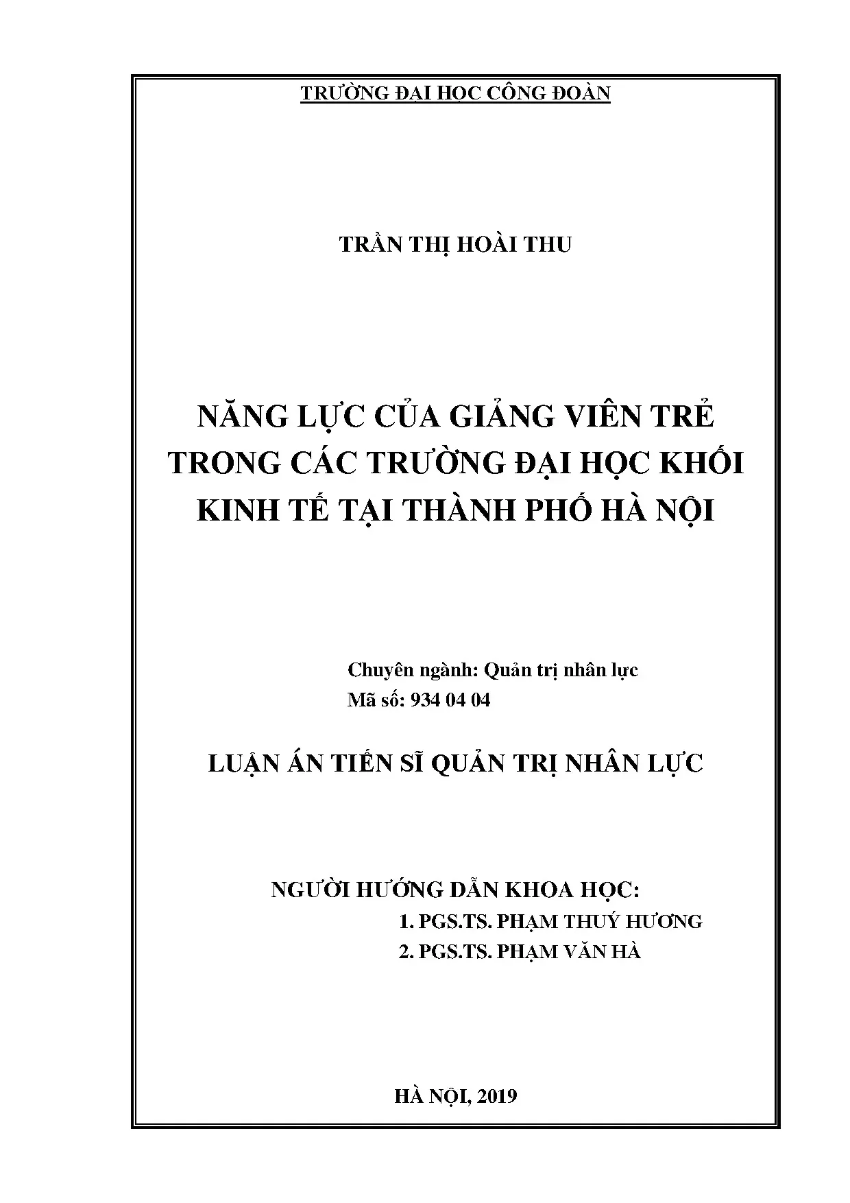 Luận án tiến sĩ năng lực của giảng viên trẻ trong các trường