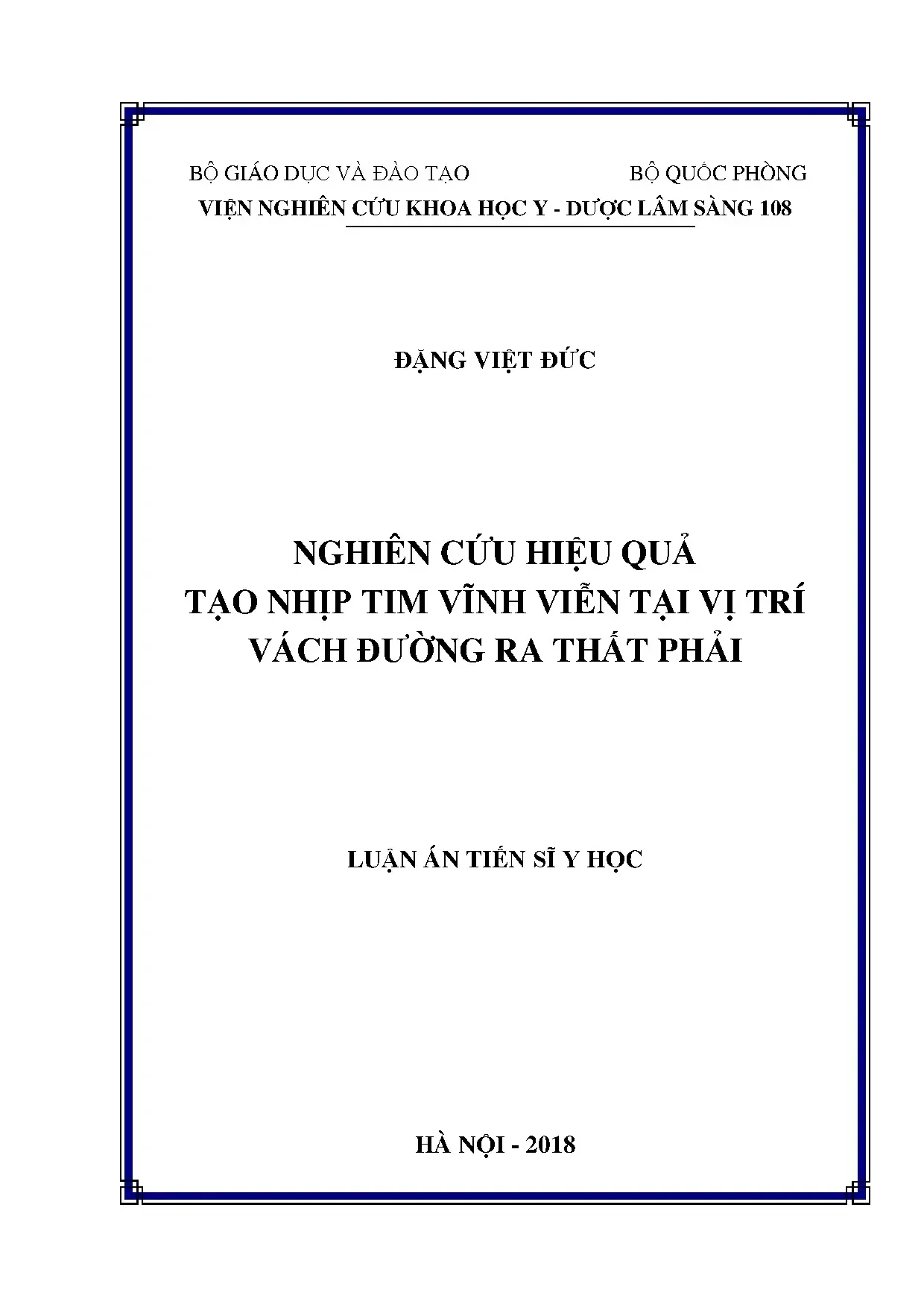 Luận án tiến sĩ nghiên cứu hiệu quả tạo nhịp tim vĩnh viễn t