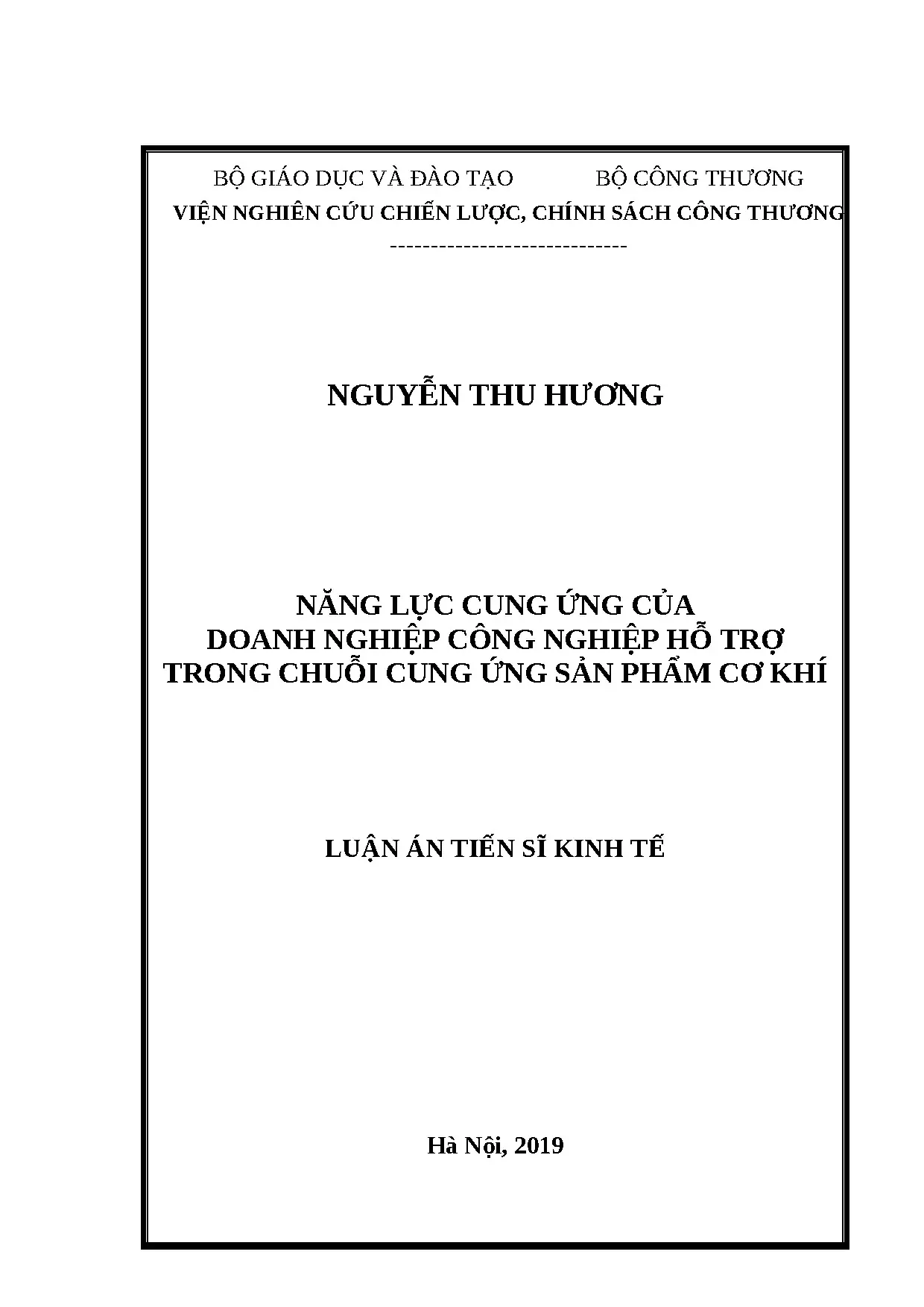 Năng lực cung ứng DN CNHT Việt Nam chuỗi cung ứng cơ khí