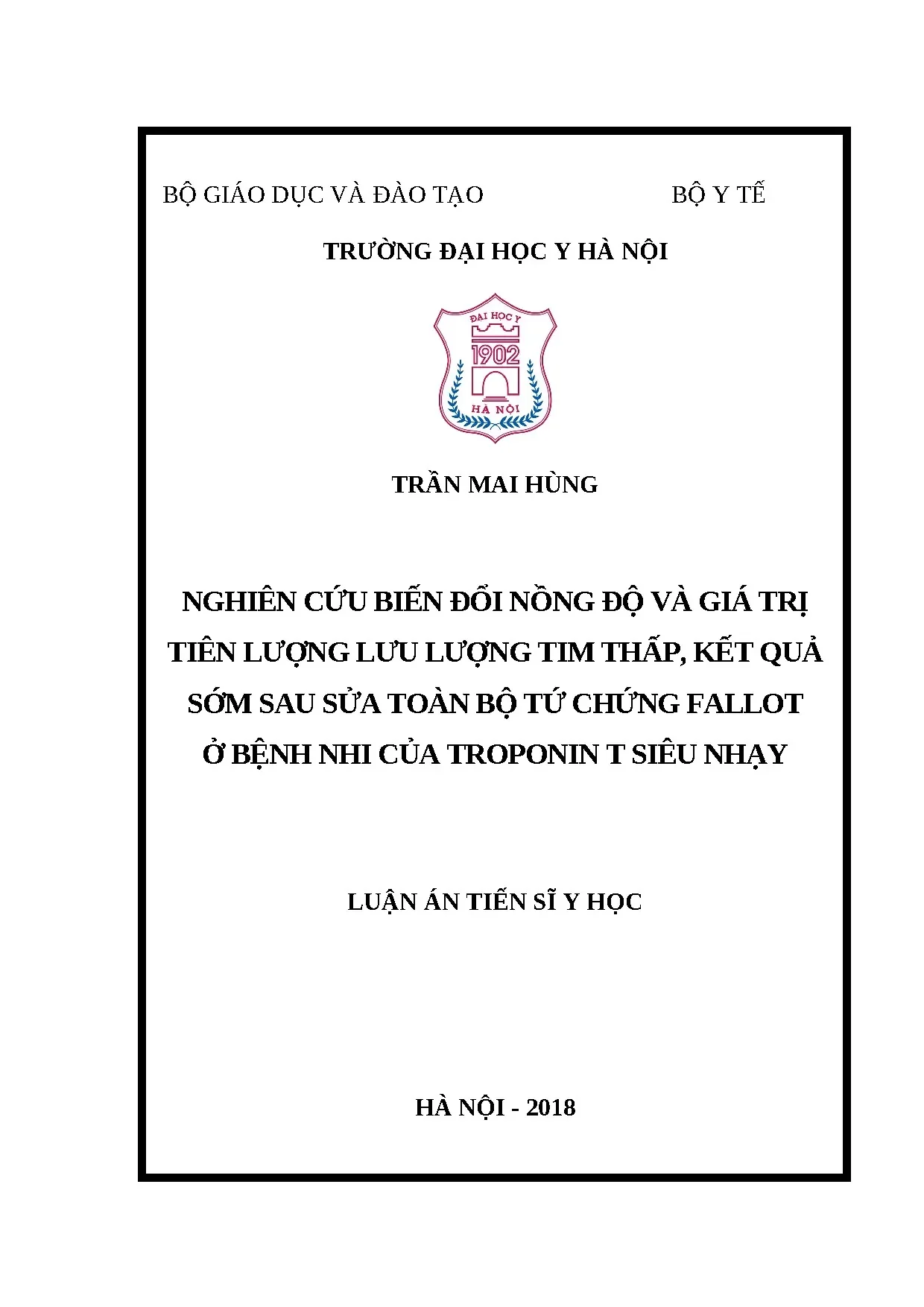 Luận án tiến sĩ nghiên cứu biến đổi nồng độ và giá trị tiên