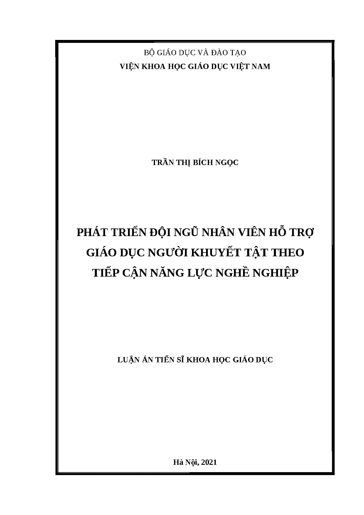 Luận án tiến sĩ phát triển đội ngũ nhân viên hỗ trợ giáo dục