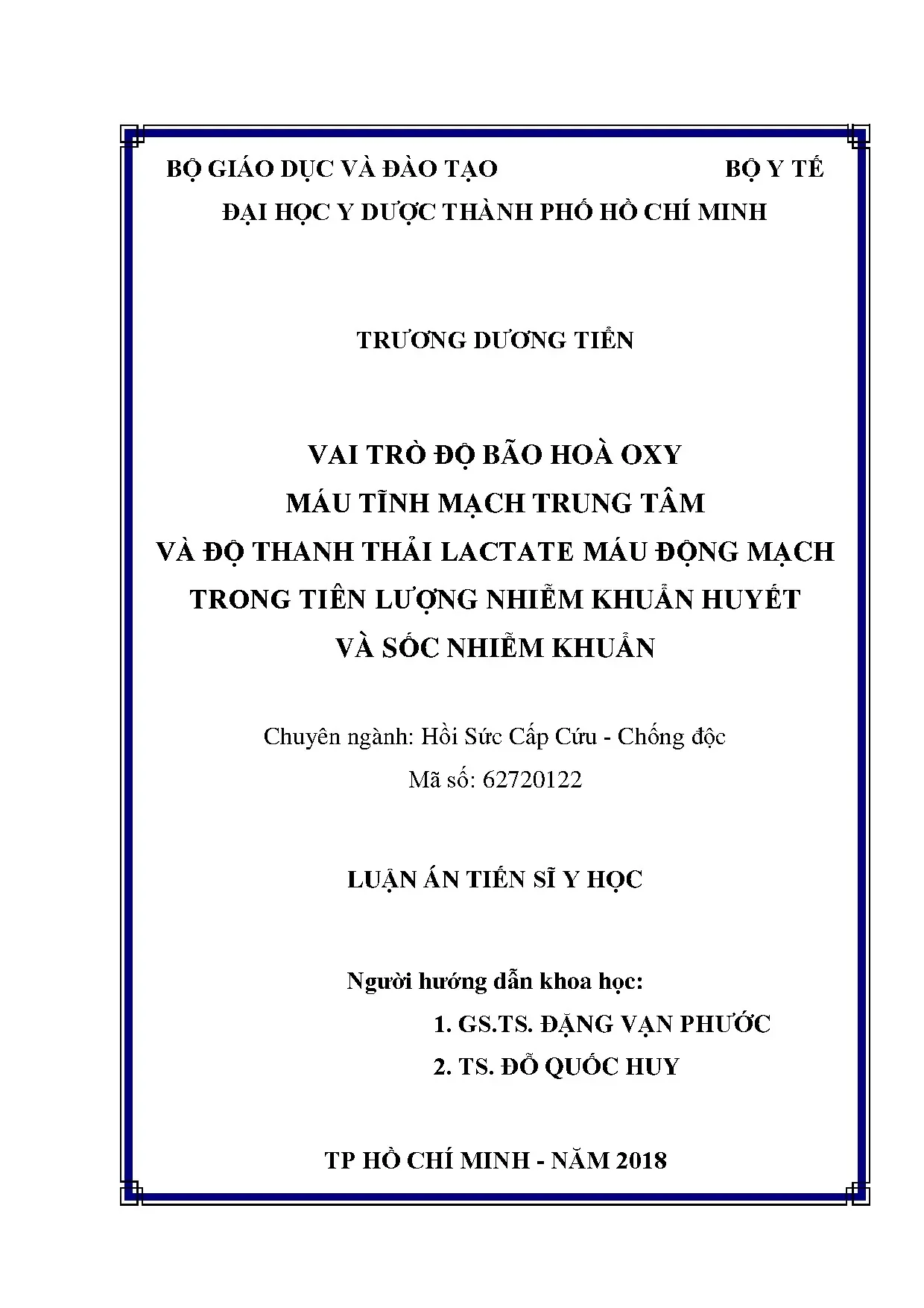 ScvO2 & Lactate: Tiên lượng nhiễm khuẩn huyết, sốc NK