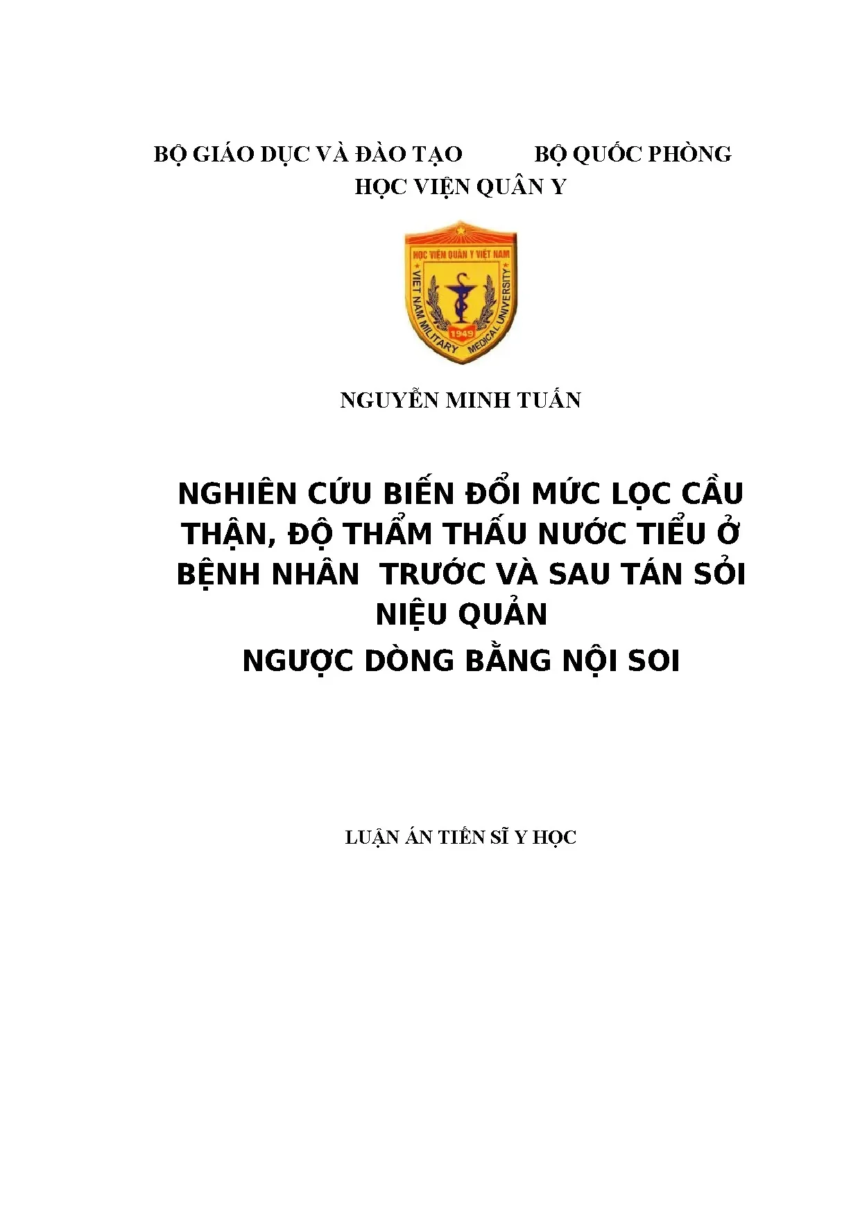 Biến đổi mức lọc cầu thận sau tán sỏi niệu quản nội soi