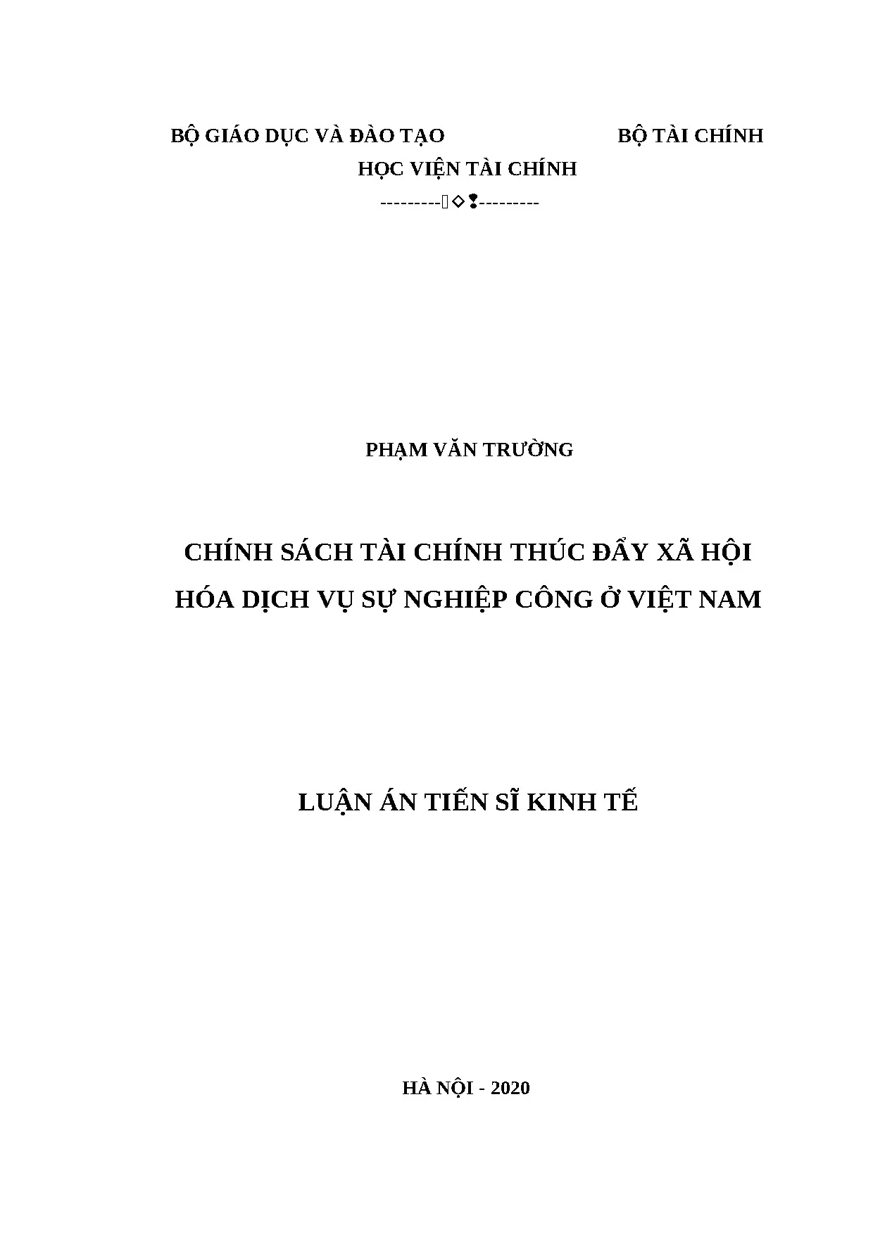 Luận án tiến sỹ chính sách tài chính thúc đẩy xã hội hóa dịc