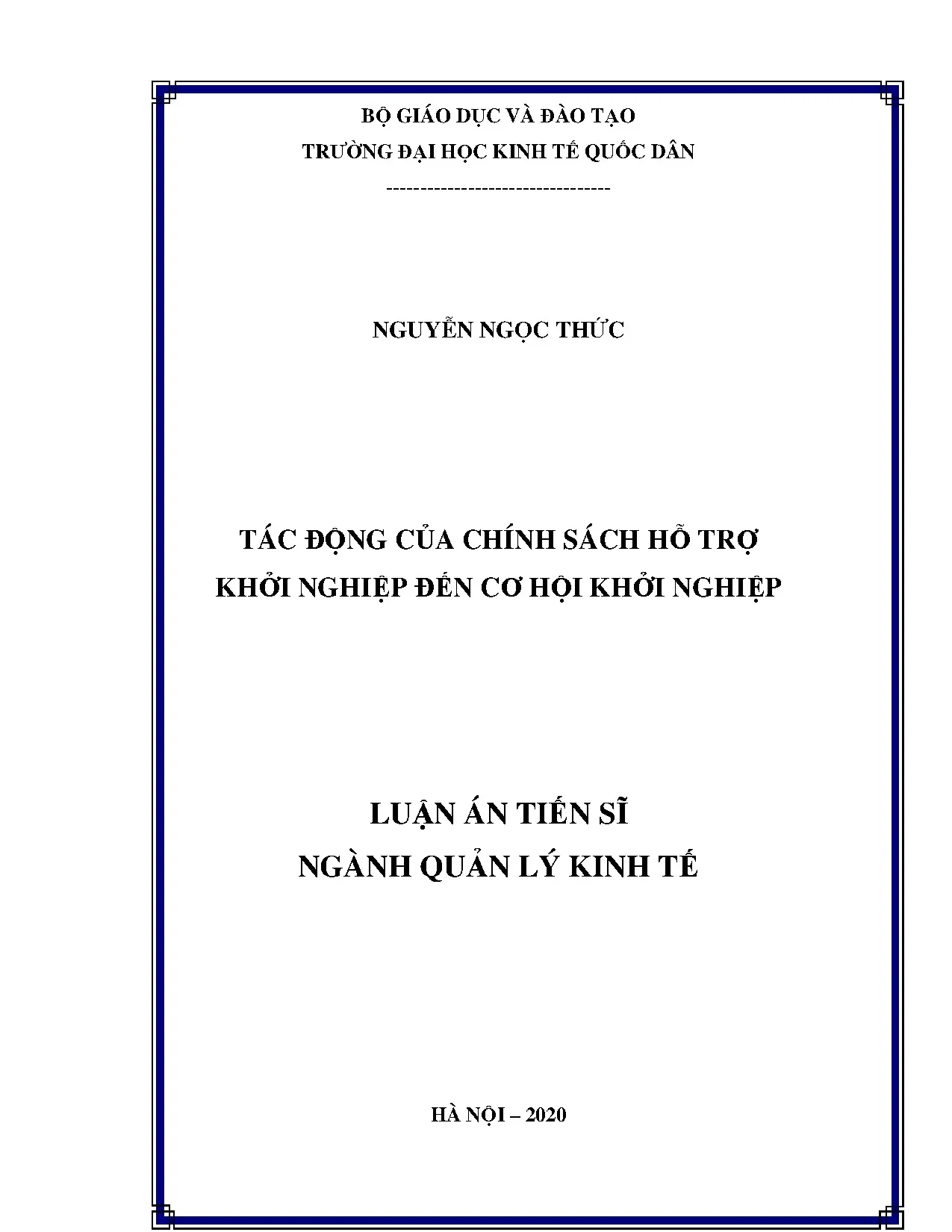 Tác động chính sách hỗ trợ khởi nghiệp đến cơ hội khởi nghiệp