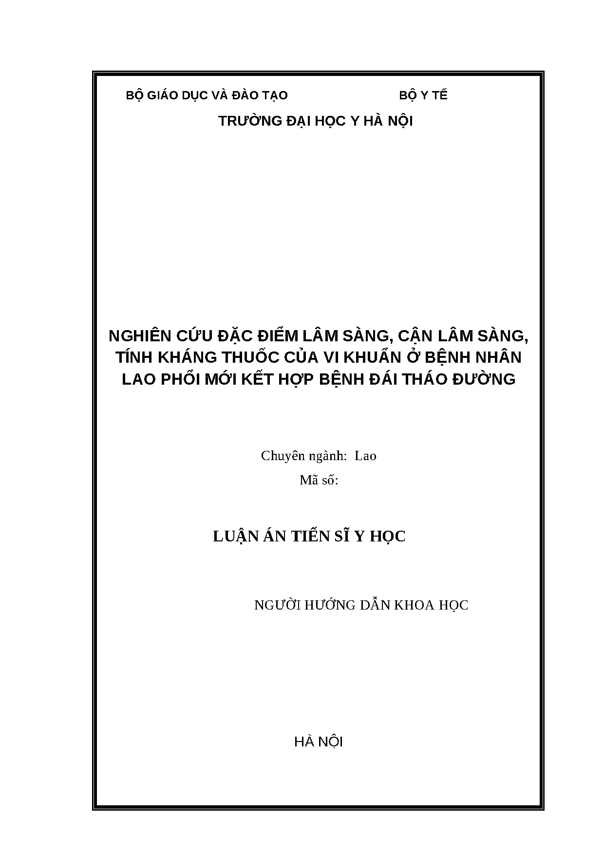 Lao phổi kết hợp ĐTĐ: Lâm sàng, cận lâm sàng, kháng thuốc