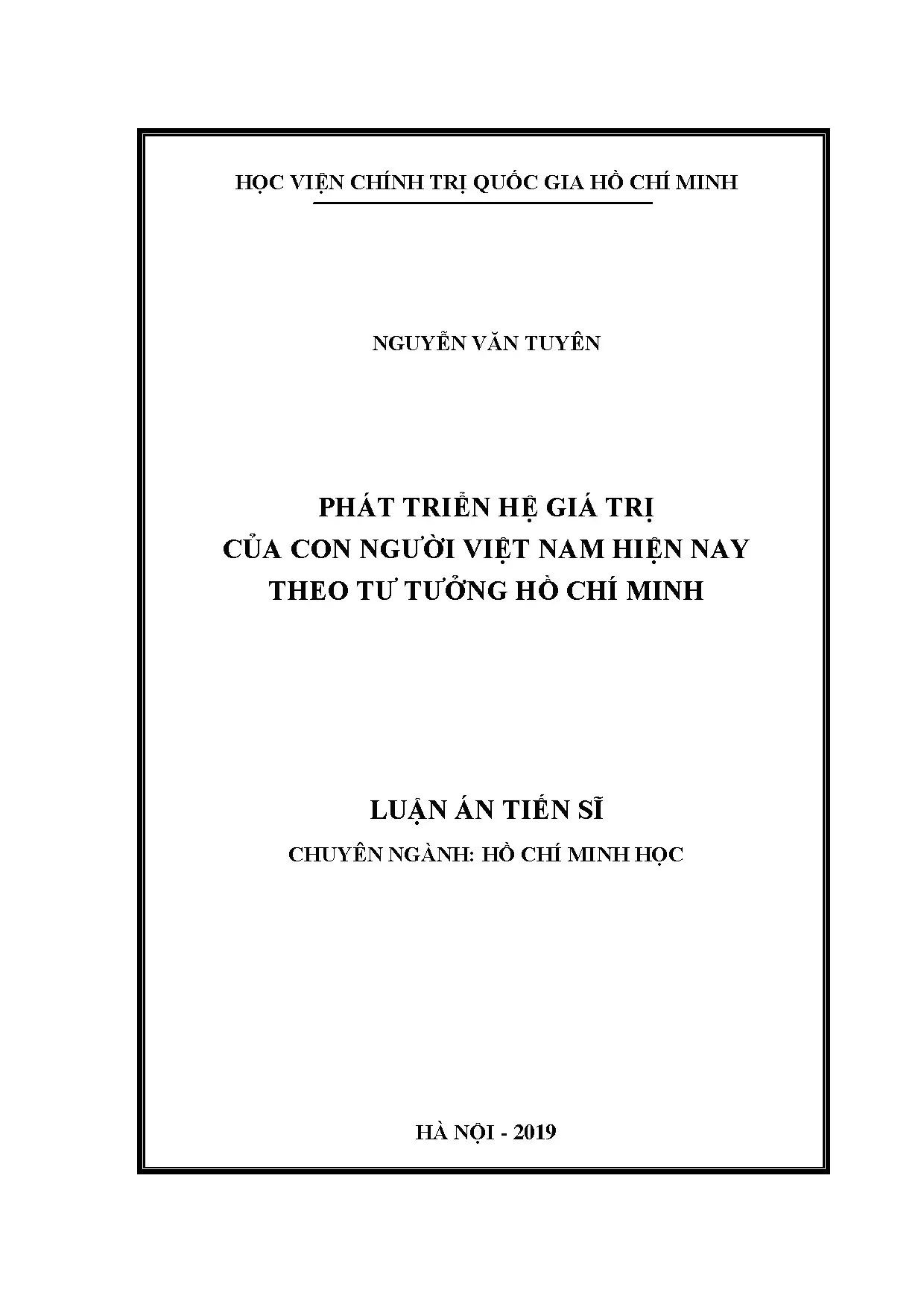 Phát triển hệ giá trị con người Việt Nam theo tư tưởng Hồ Chí Minh