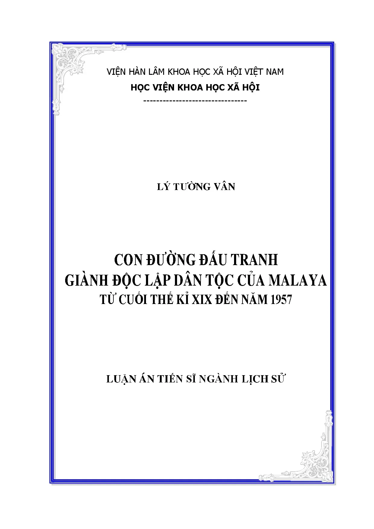 Con đường đấu tranh độc lập dân tộc Malaya cuối TK XIX-1957