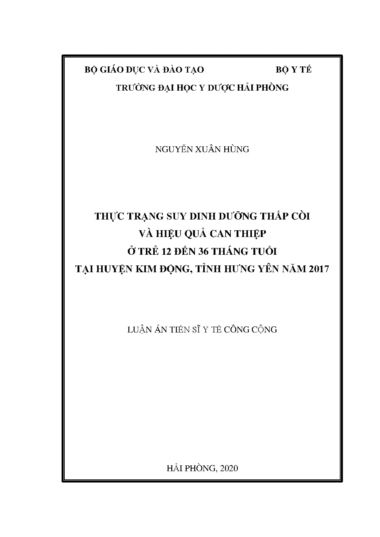 Thực trạng SDD thấp còi & can thiệp trẻ 12-36 tháng Hưng Yên