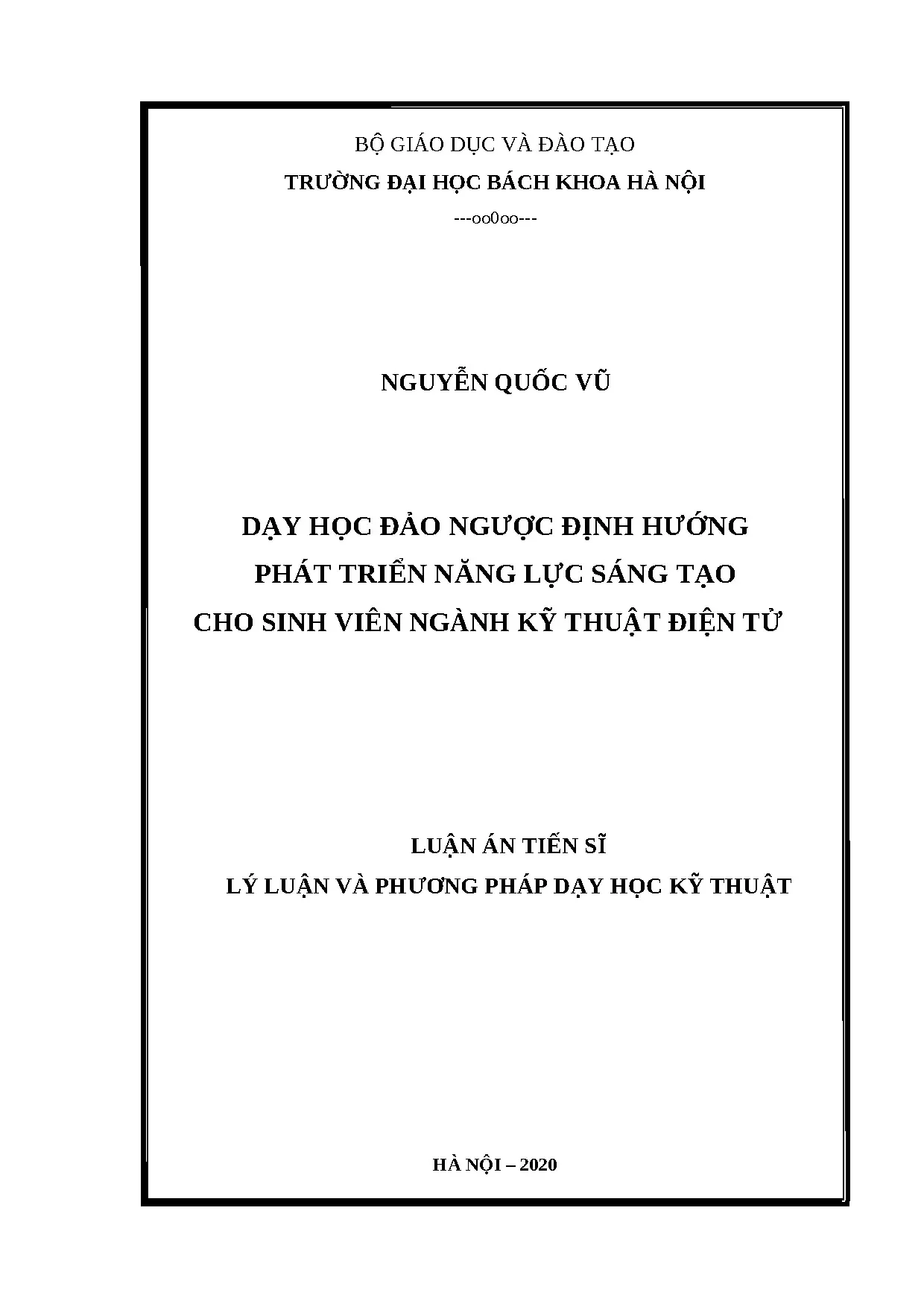 Luận án tiến sĩ dạy học đảo ngược định hướng phát triển năng