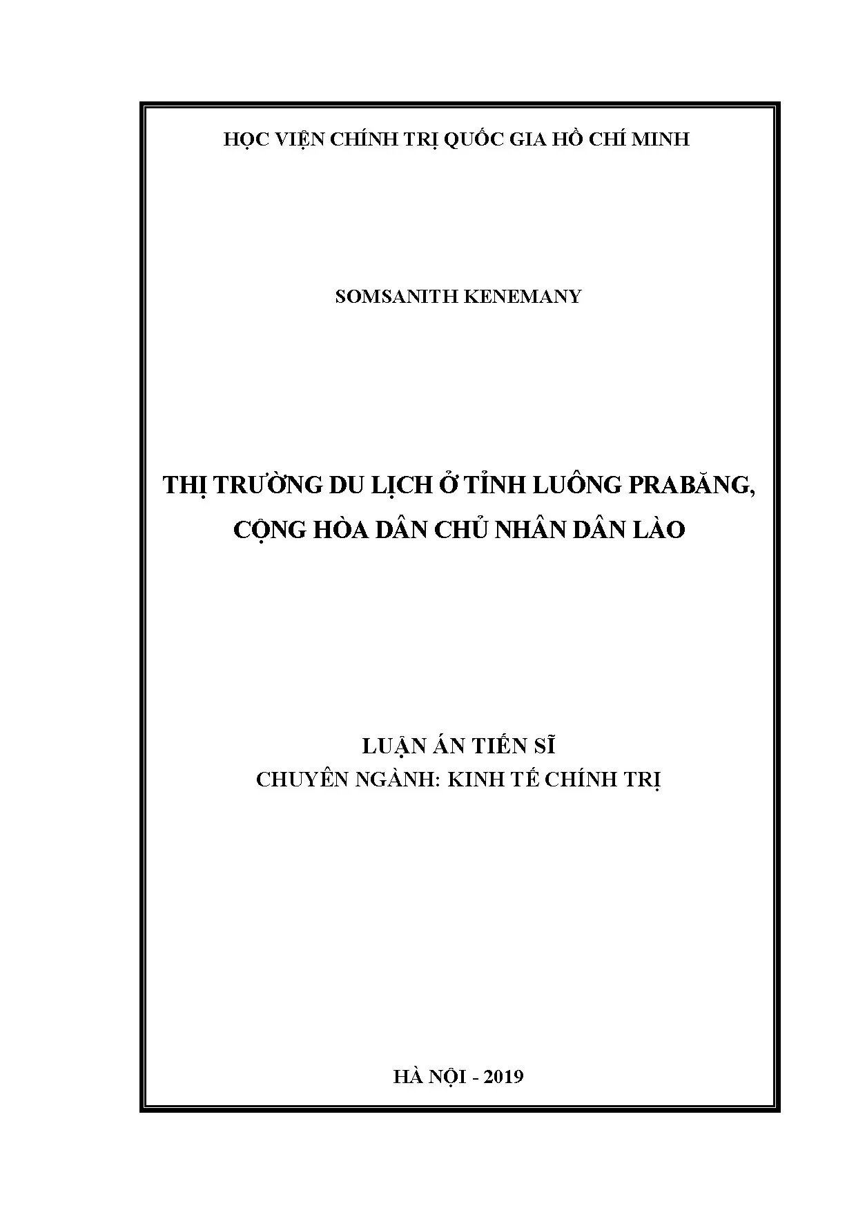 Luận án tiến sĩ: Thị trường du lịch Luông Prabăng, Lào
