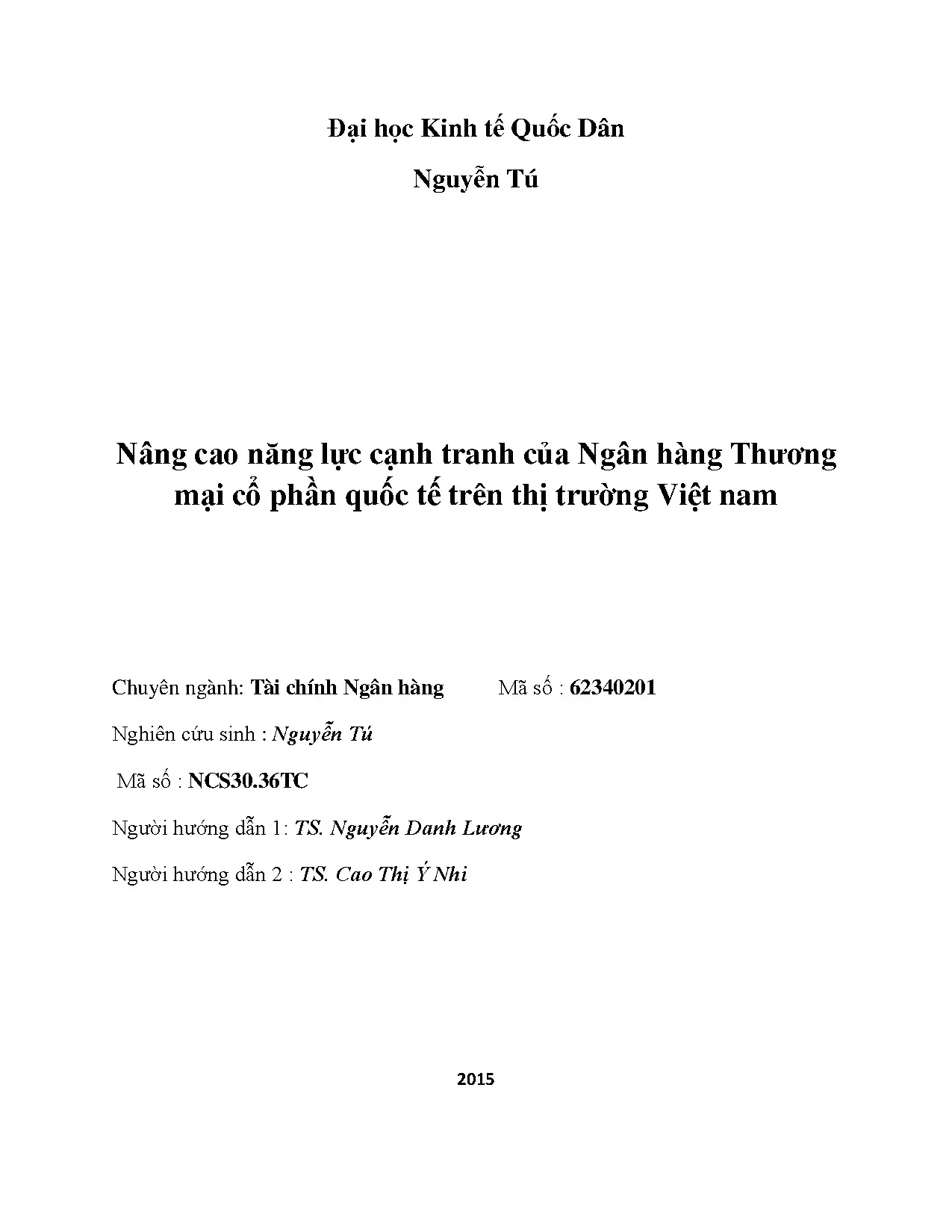 Nâng cao năng lực cạnh tranh NHTMCP Quốc tế tại Việt Nam