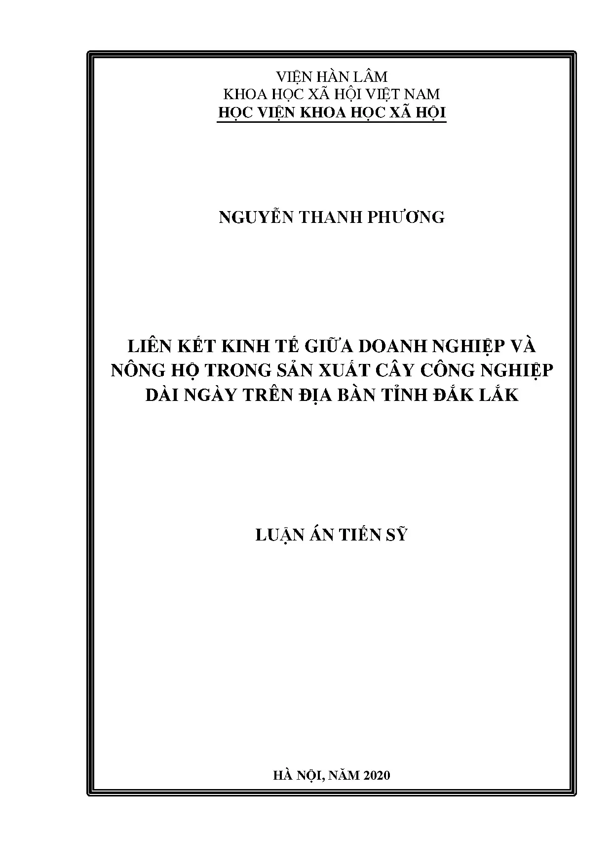 Liên kết kinh tế giữa doanh nghiệp và nông hộ sản xuất cây CN dài ngày Đắk Lắk