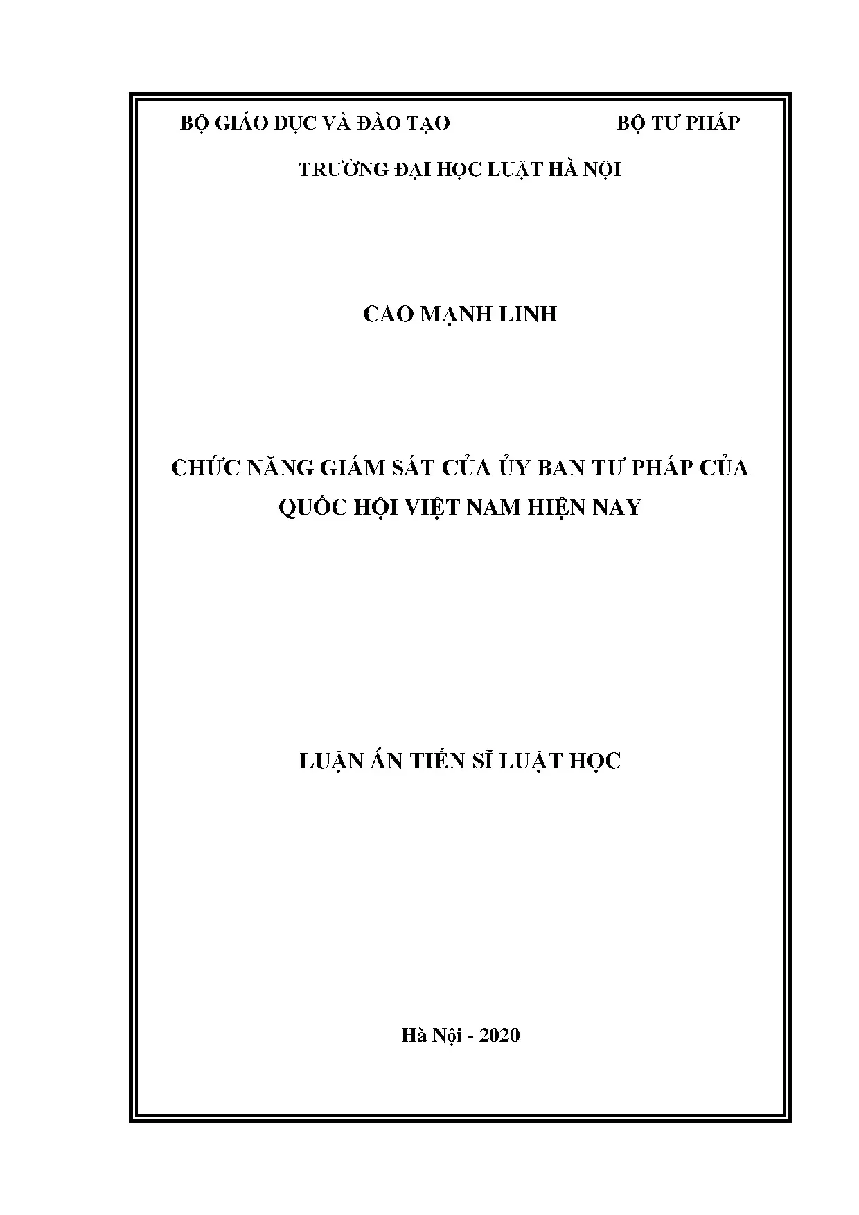 Giám sát của Ủy ban Tư pháp Quốc hội Việt Nam hiện nay