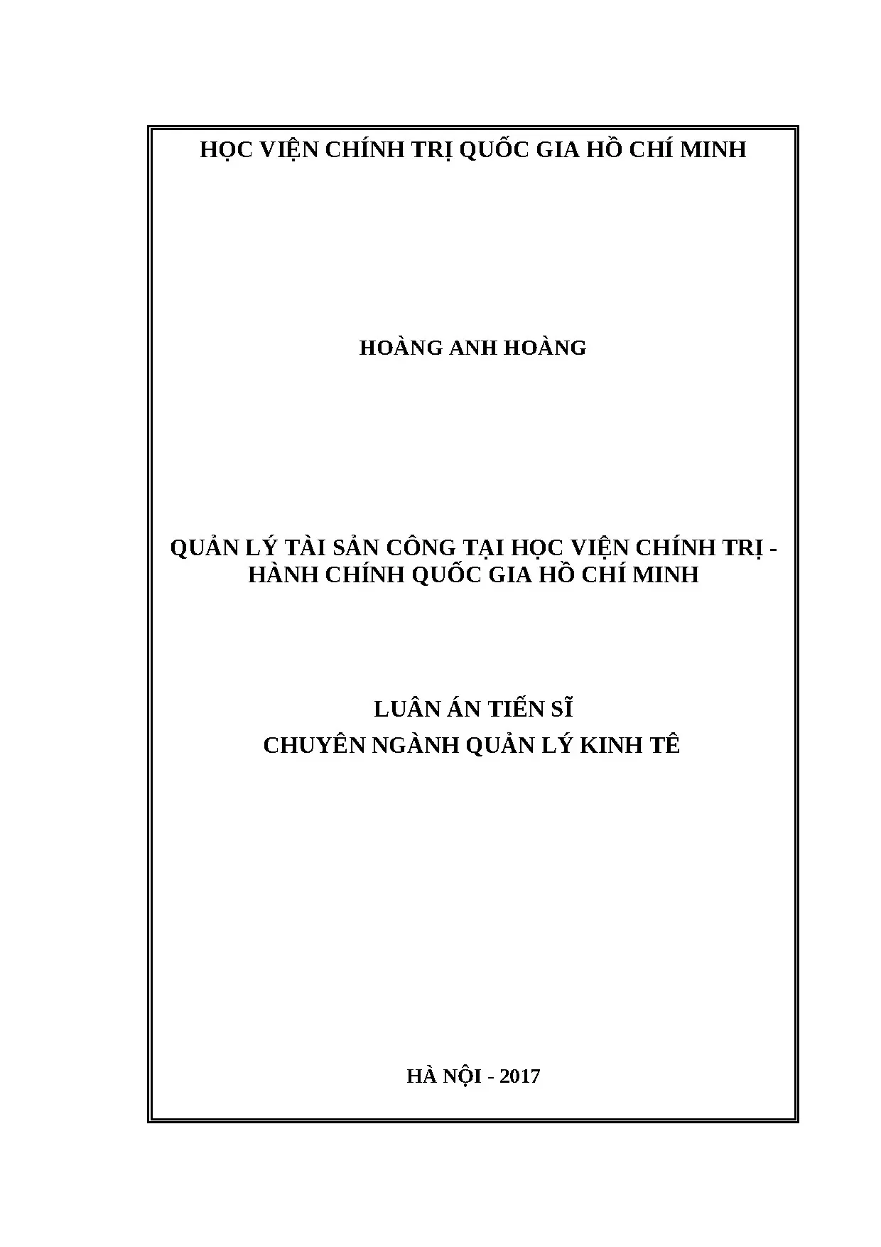 Quản lý tài sản công tại Học viện Chính trị Quốc gia HCM