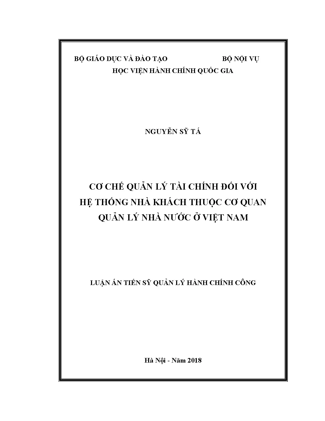 Cơ chế quản lý tài chính hệ thống nhà khách nhà nước Việt Nam
