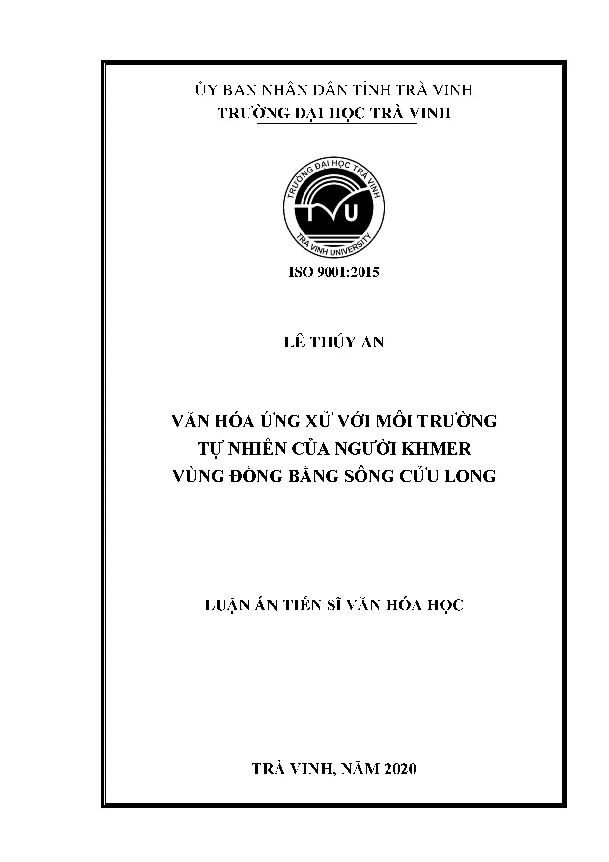 Văn hóa ứng xử môi trường tự nhiên người Khmer ĐBSCL