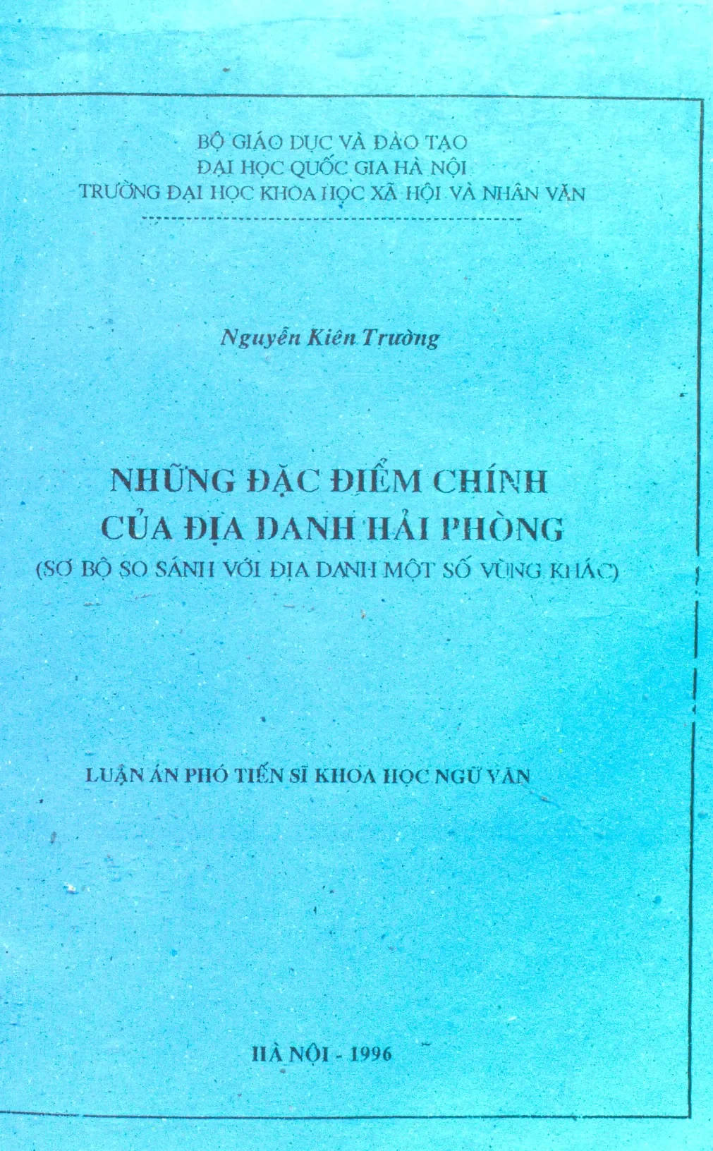 Những đặc điểm chính của địa danh hải phòng sơ bộ so sánh vớ
