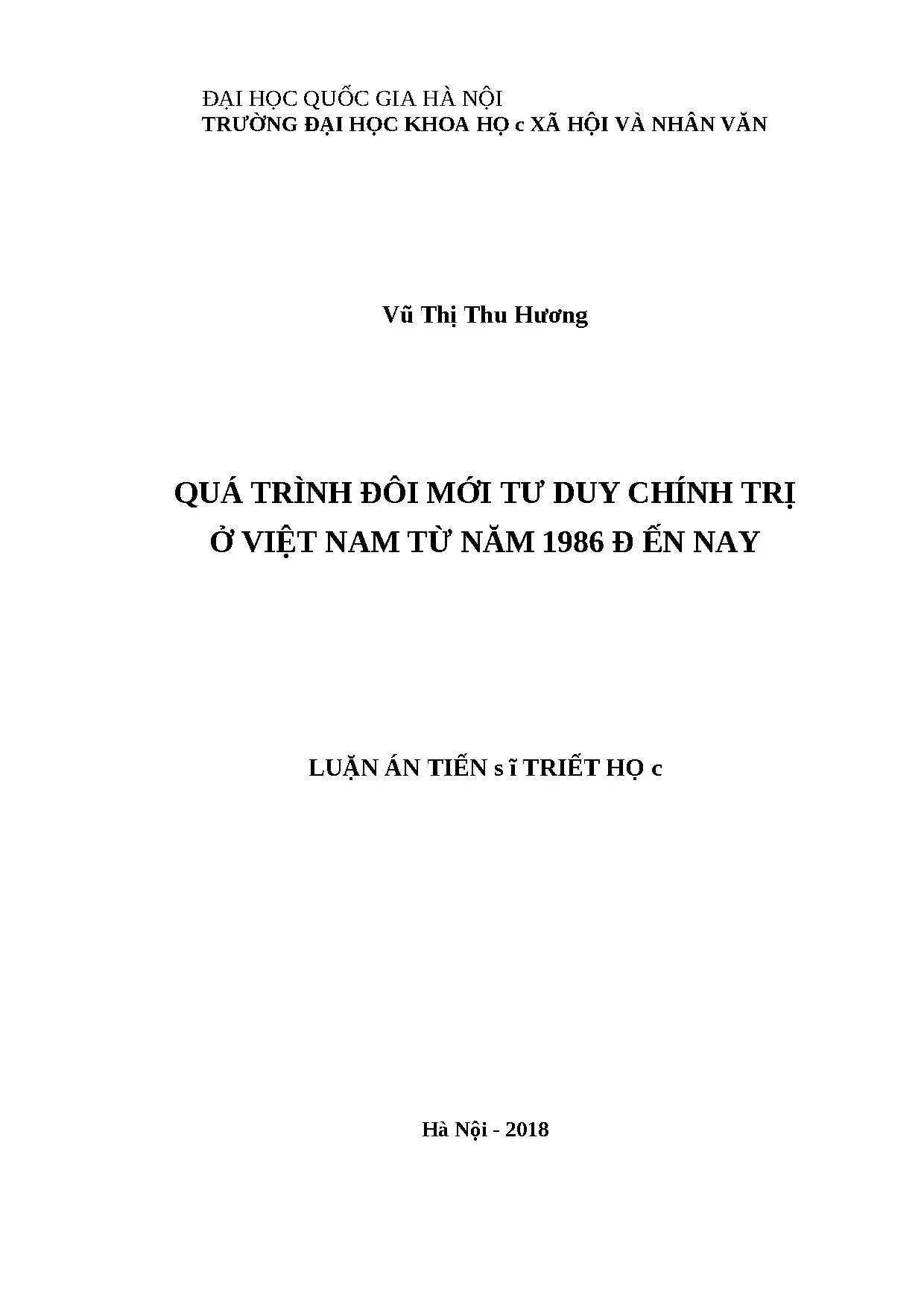Quá trình đổi mới tư duy chính trị ở Việt Nam (1986-nay)