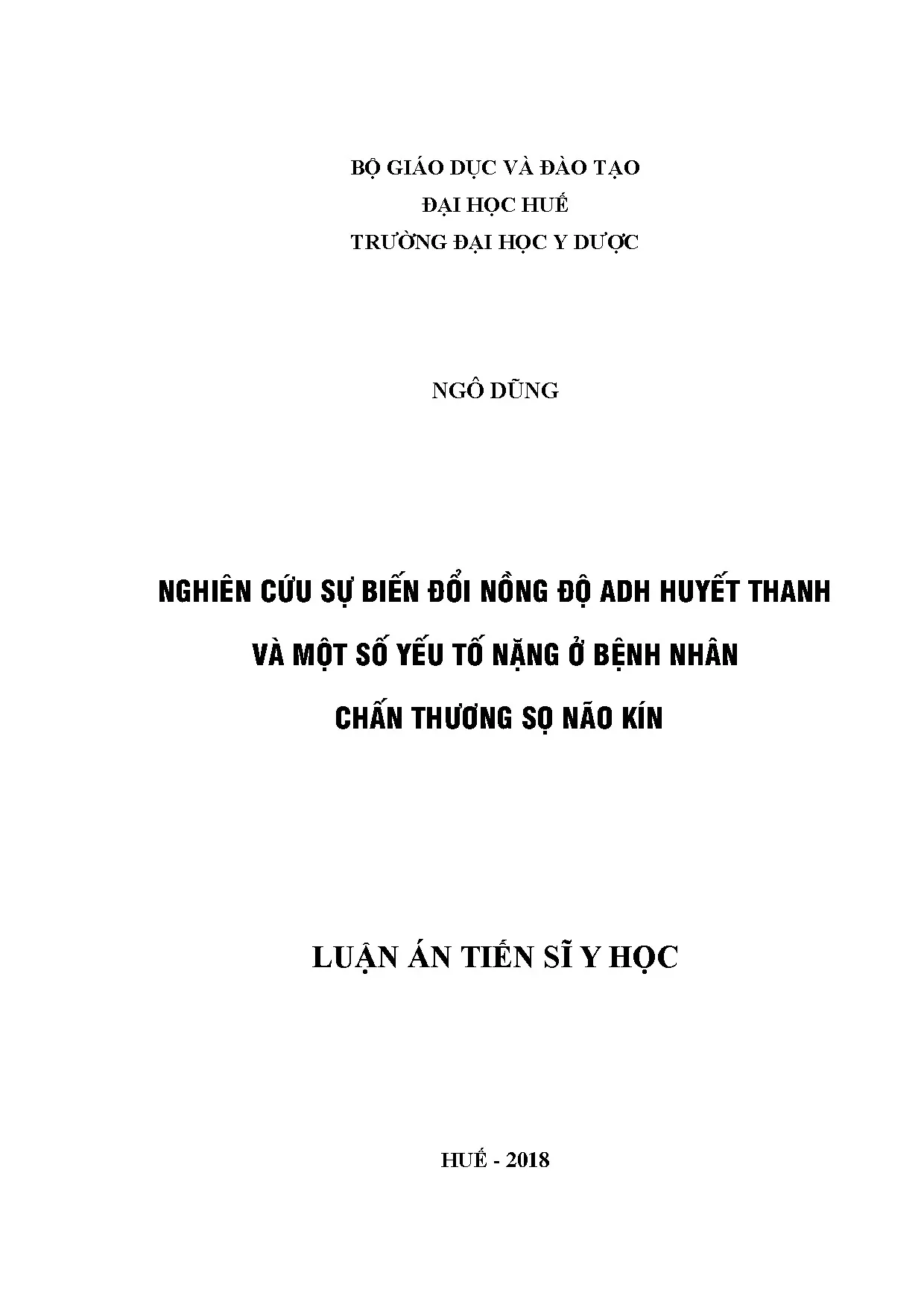 Biến đổi ADH huyết thanh & yếu tố nặng chấn thương sọ não