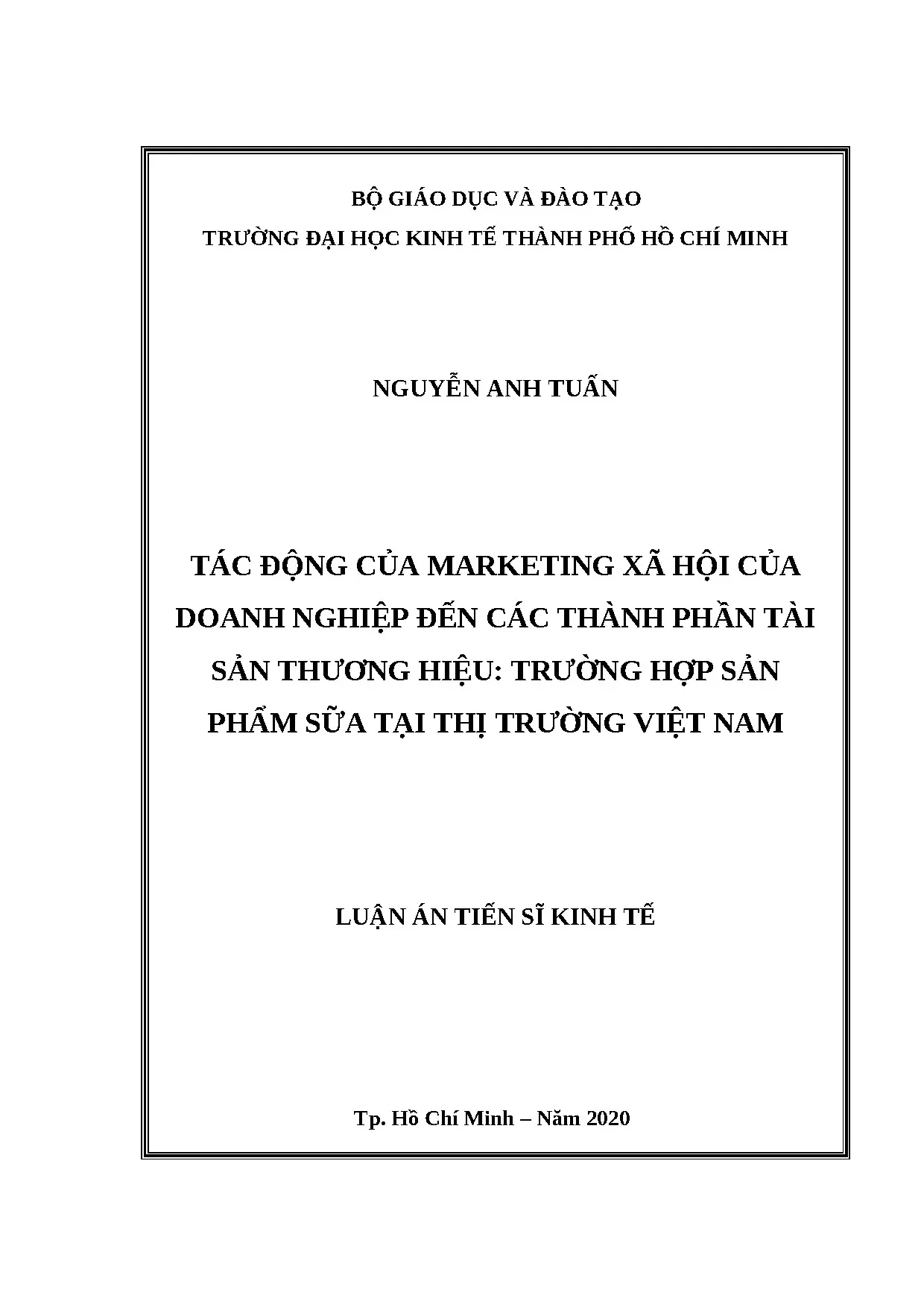 Luận án tiến sĩ tác động của marketing xã hội của doanh nghi