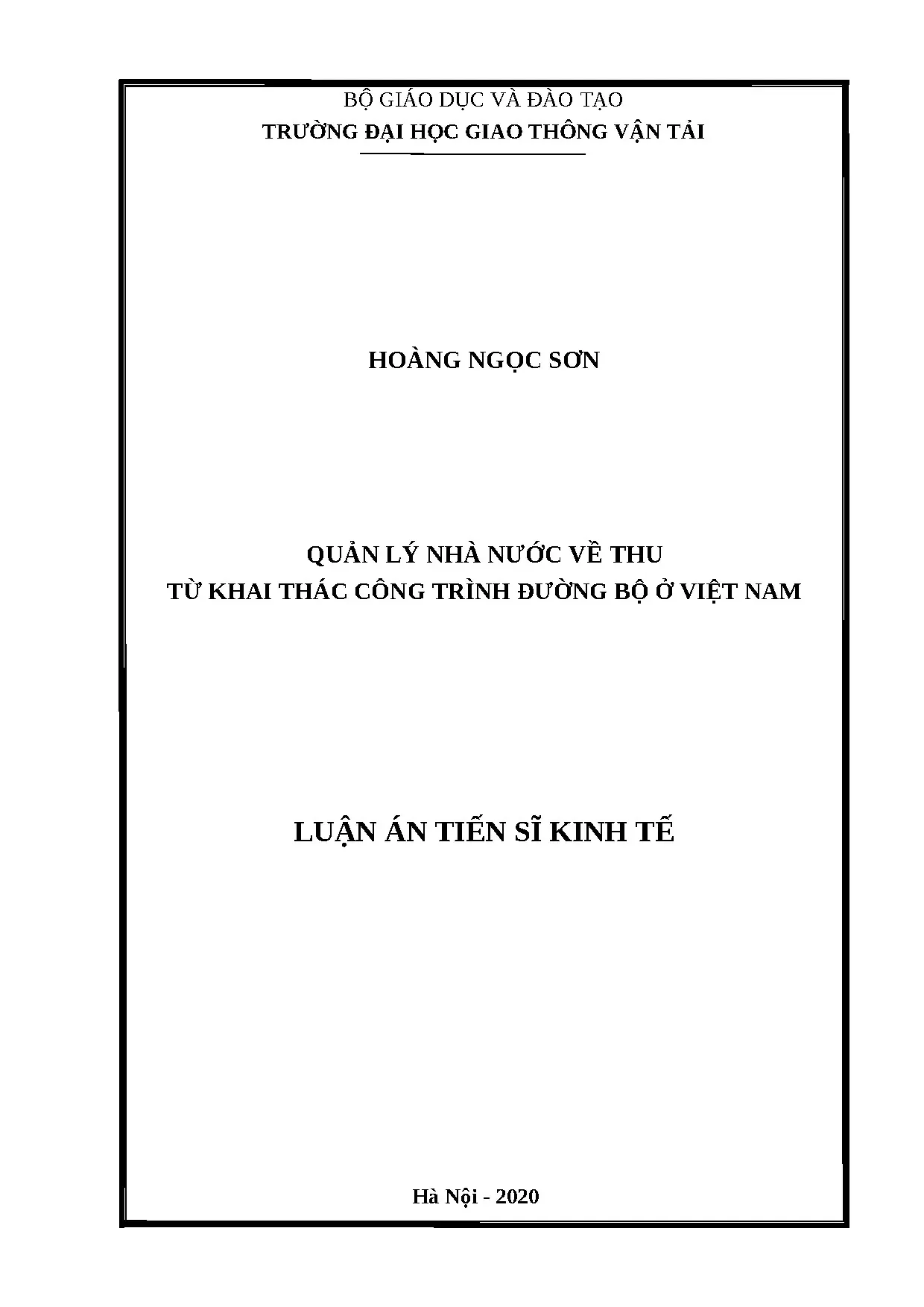 Quản lý nhà nước thu từ khai thác công trình đường bộ Việt Nam