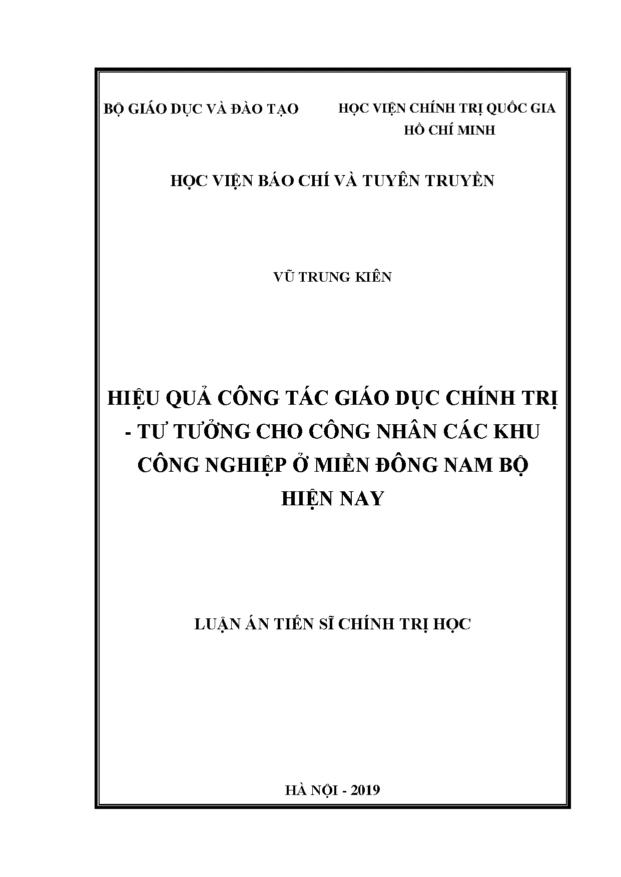 Hiệu quả giáo dục chính trị tư tưởng công nhân KCN ĐNB