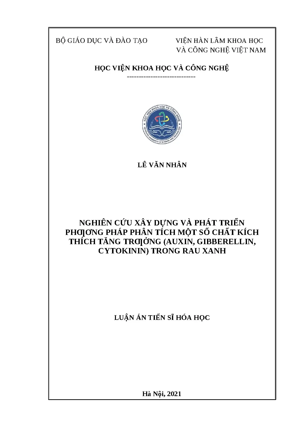 Phương pháp phân tích Auxin, Gibberellin, Cytokinin rau xanh