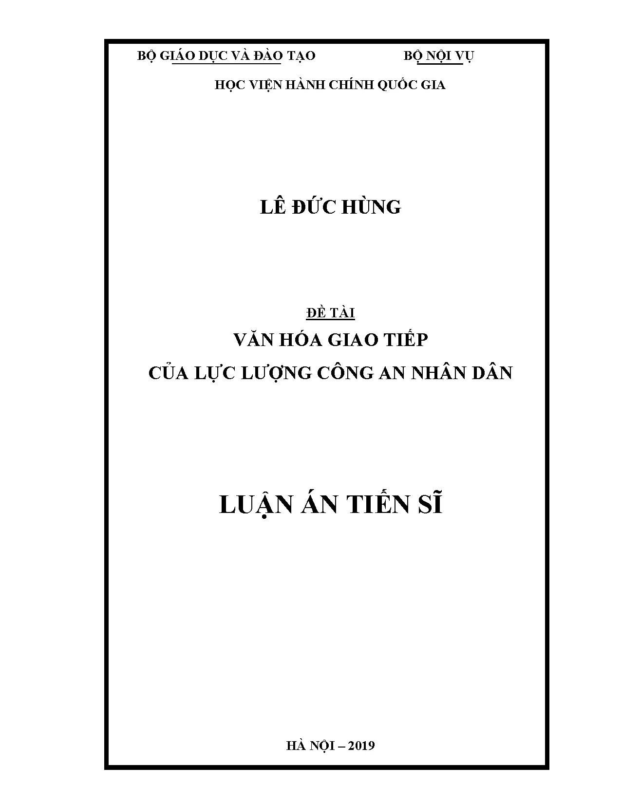 Luận án tiến sĩ: Văn hóa giao tiếp của lực lượng CAND