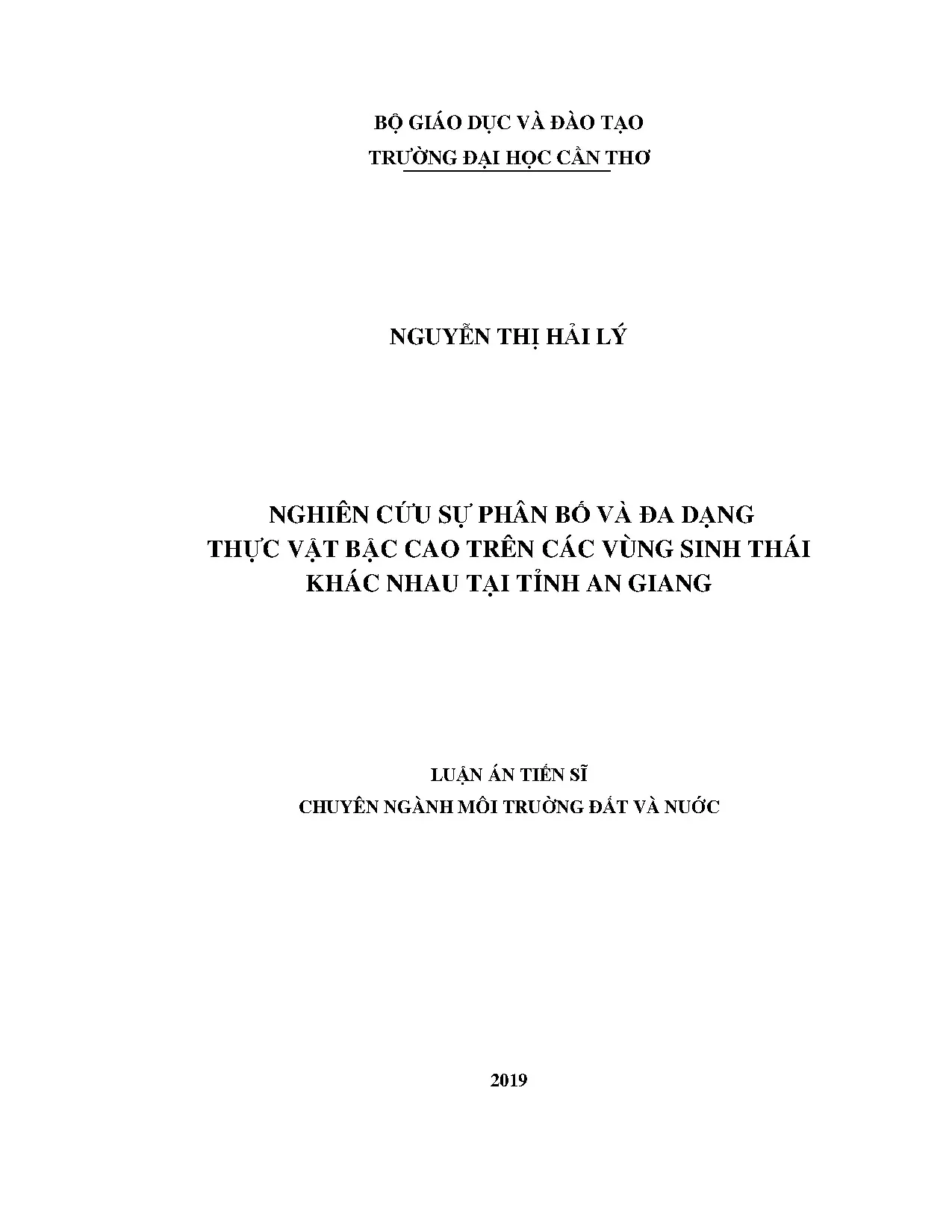 Phân bố, đa dạng thực vật bậc cao theo vùng sinh thái An Giang
