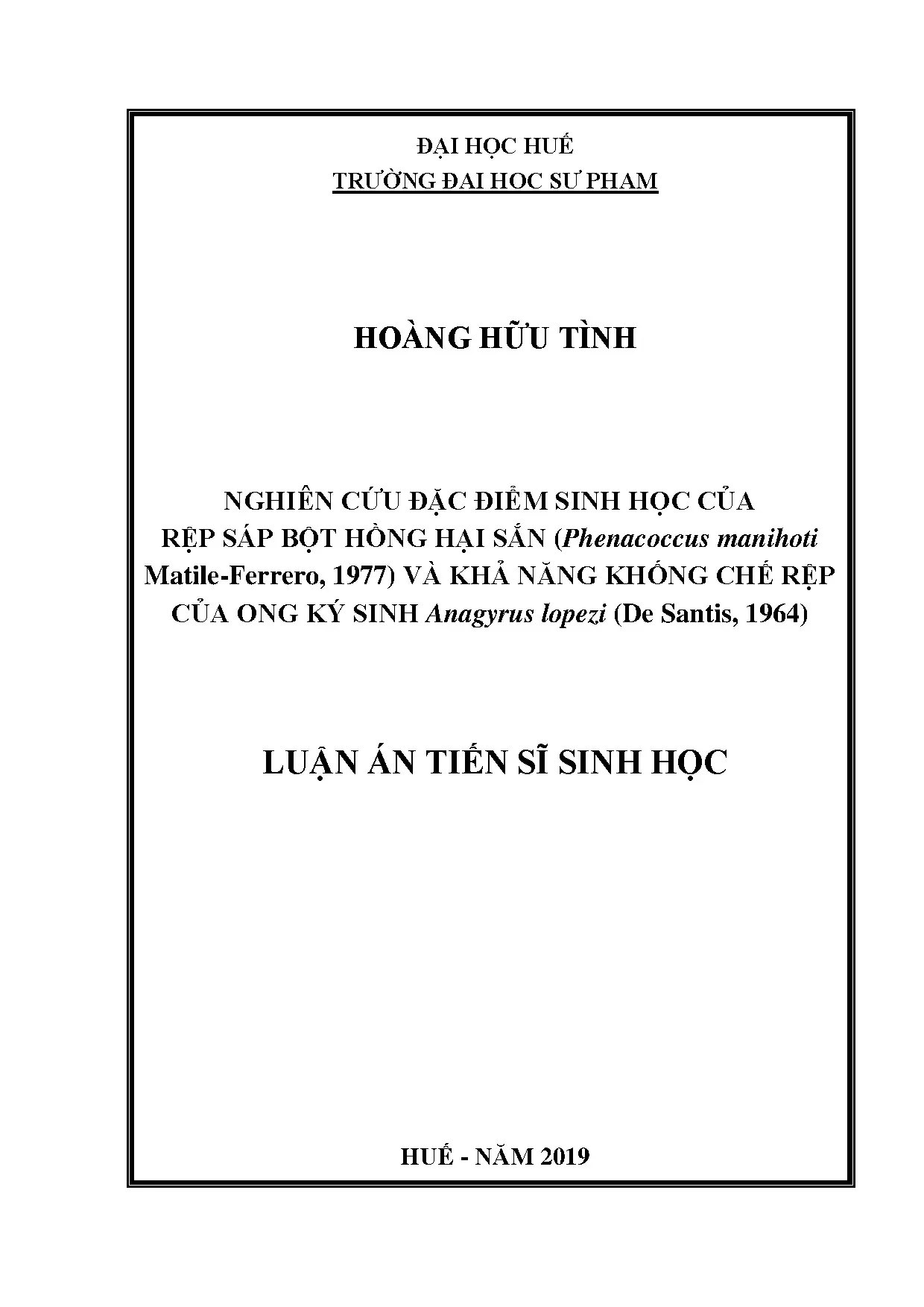 Nghiên cứu rệp sáp bột hồng hại sắn & khống chế bằng ong ký sinh